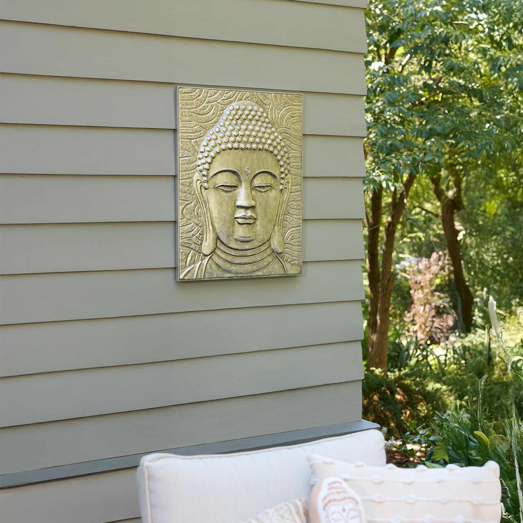 Metal Buddha Outdoor Wall Decor, 22x29
