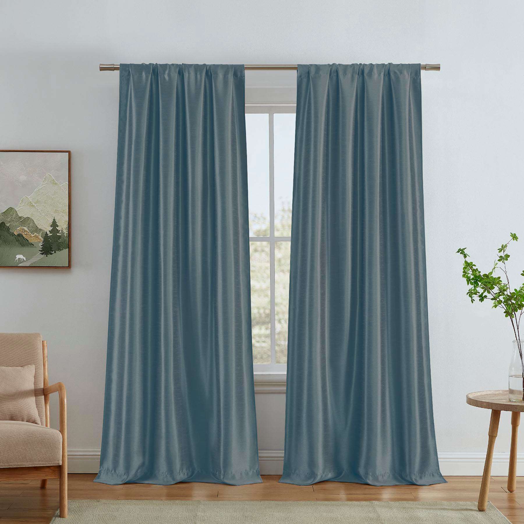 Jordana Navy Thermal Weave Room Darkening Curtain Panel, 84"