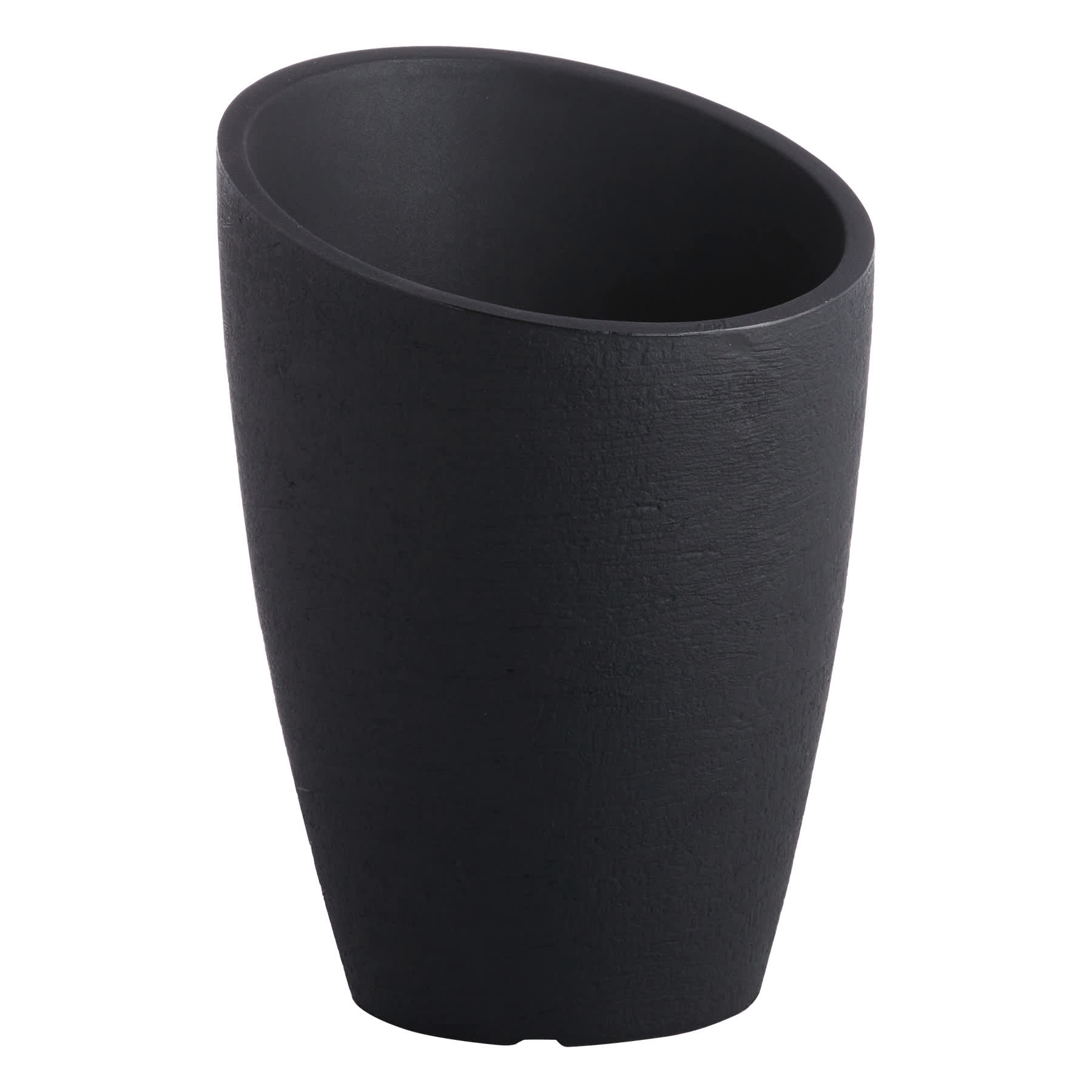 Japi All-Weather Black Modern Angled Outdoor Planter, 27"