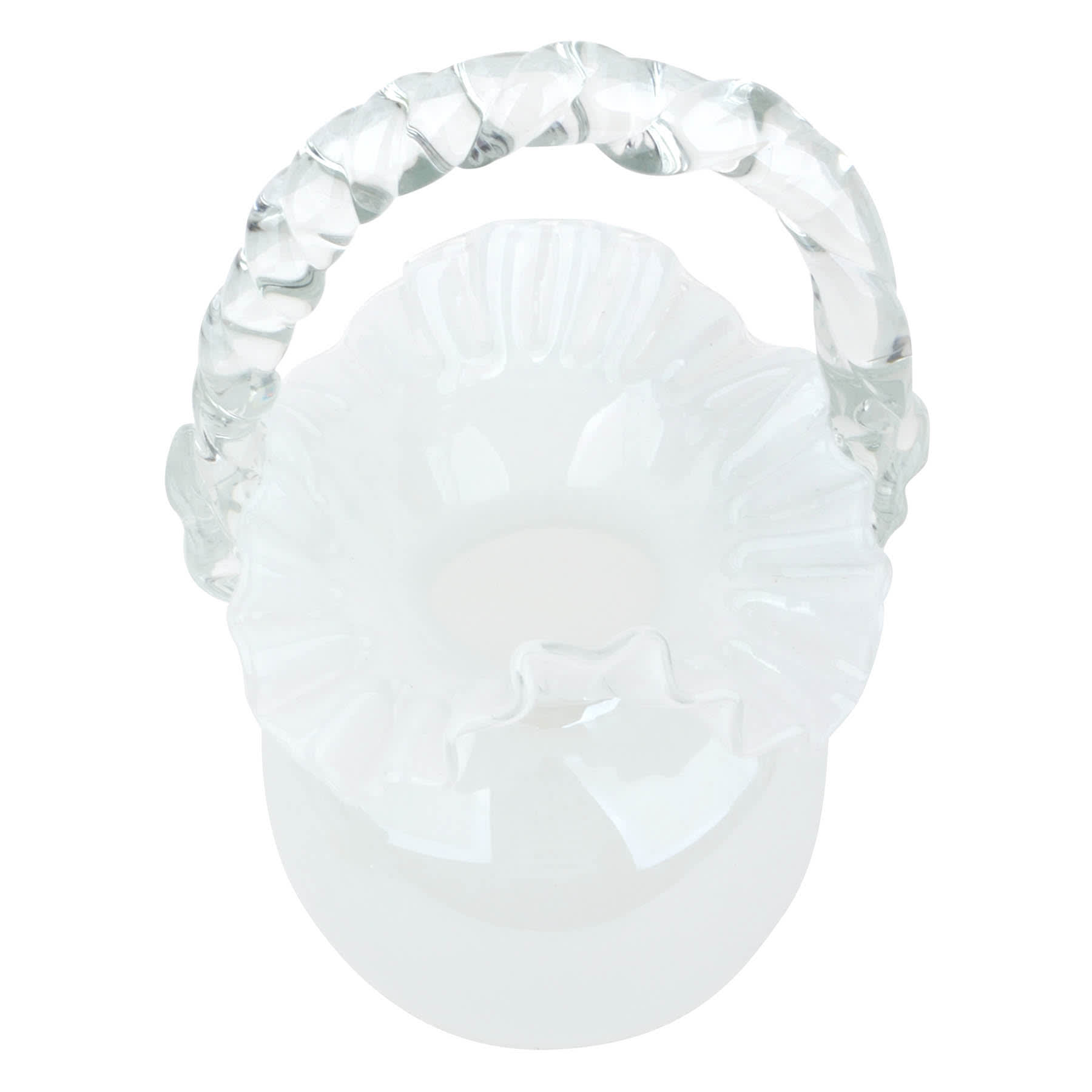 White Glass Purse Vase, 10.2"