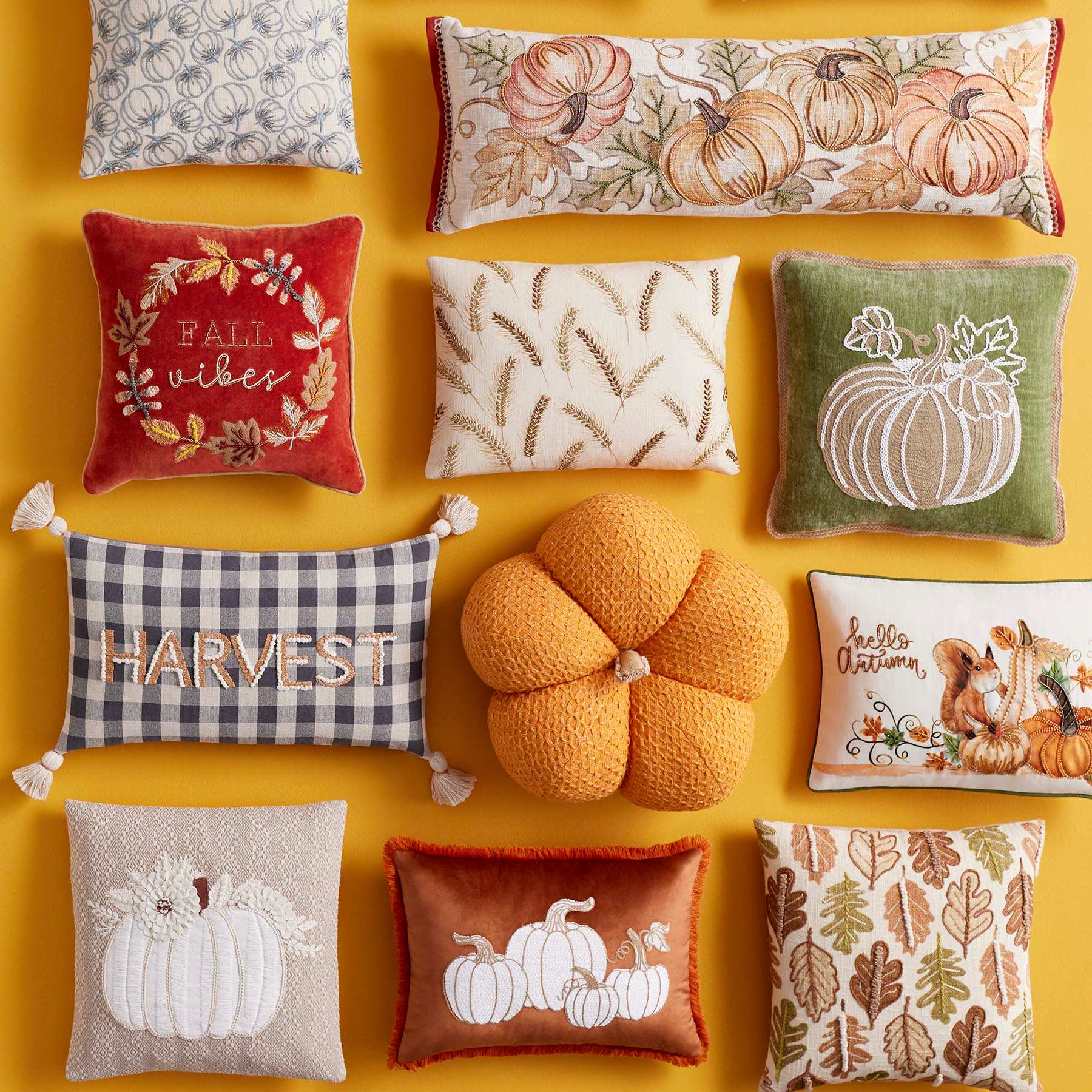 Beaded Pumpkins Extra Long Oblong Throw Pillow, 14x40