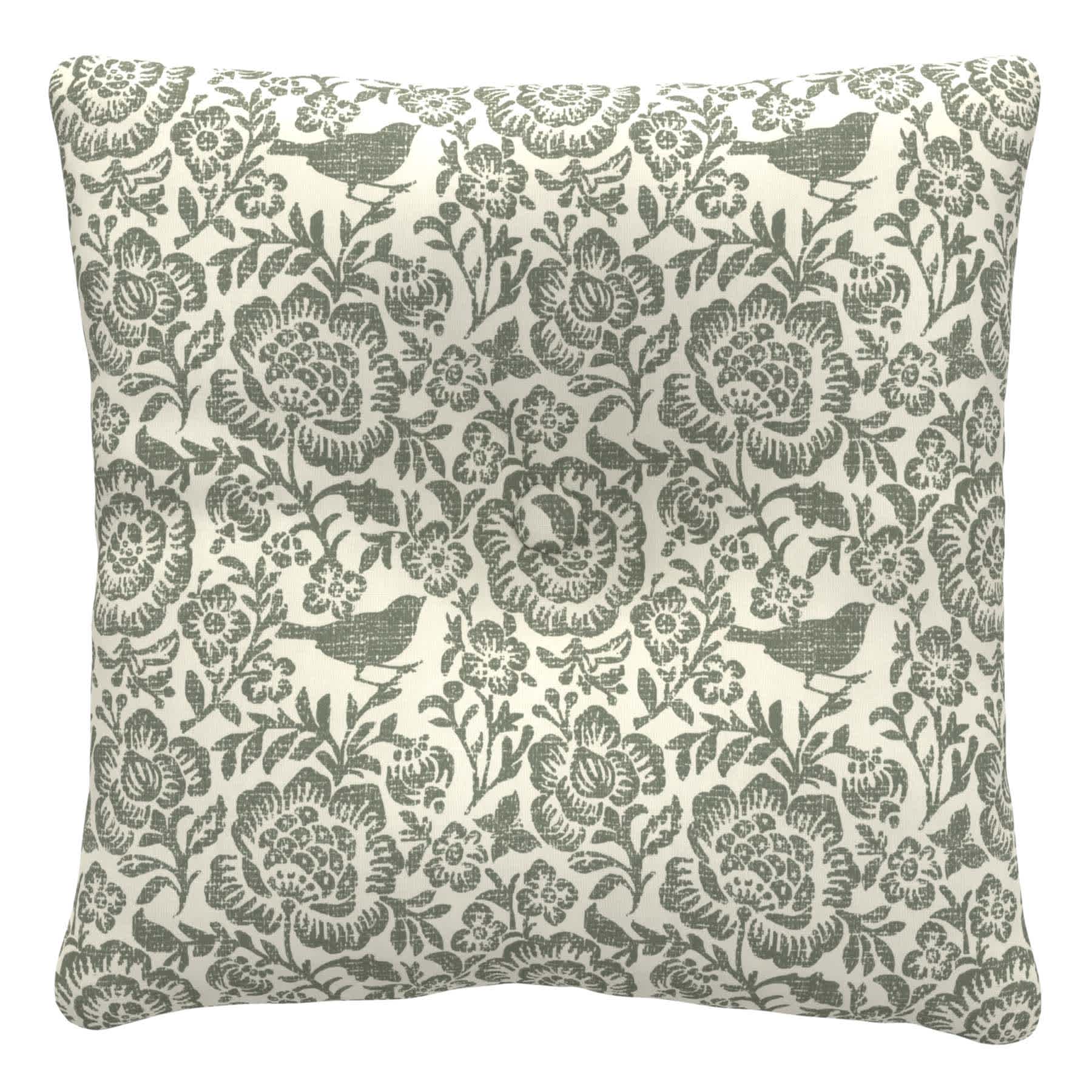 Honeybloom Endive Floral Outdoor Tufted Back Cushion