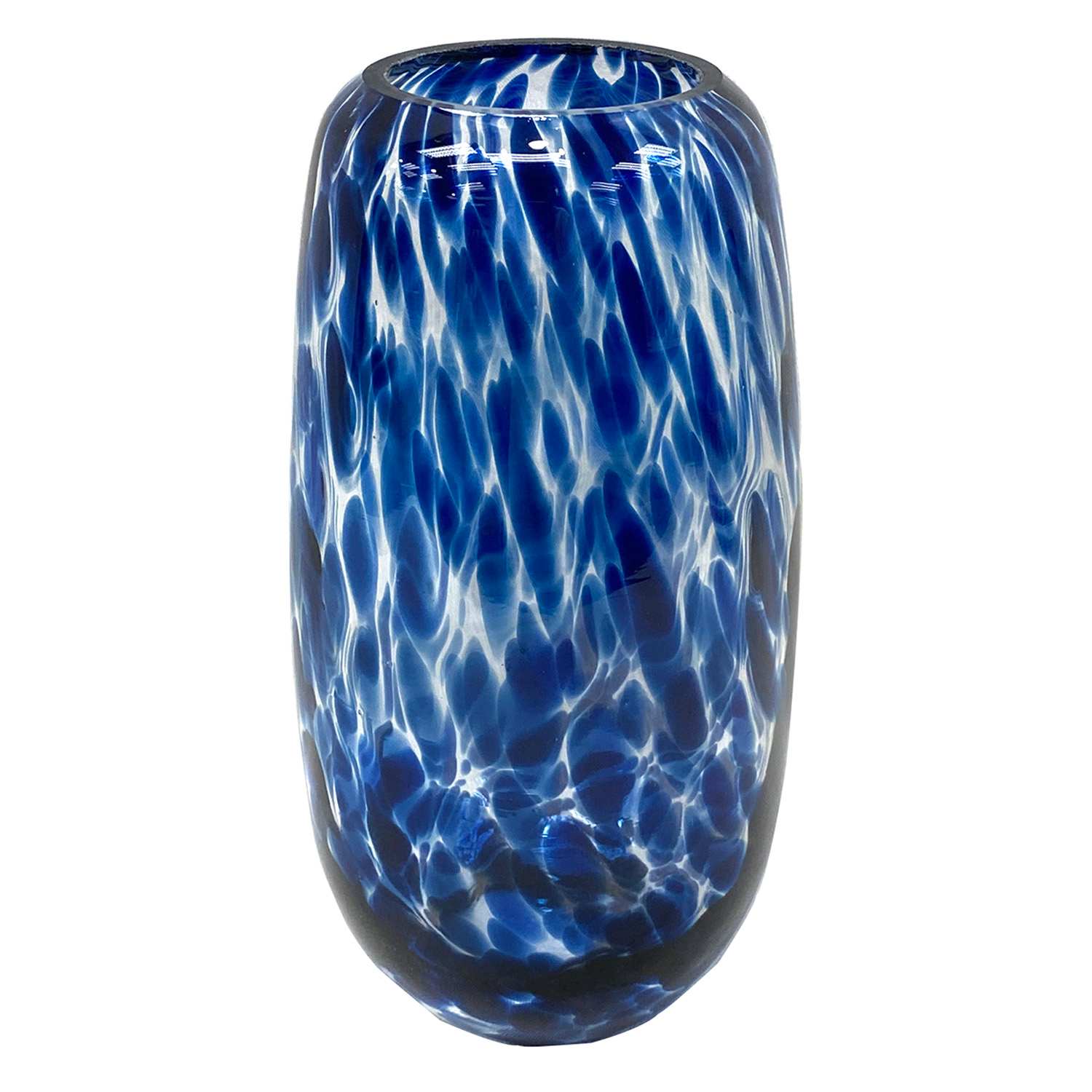 Providence Blue Frit Glass Vase, 9"