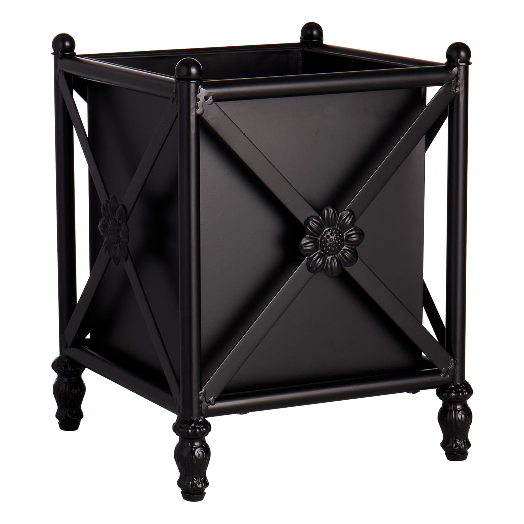 Black Metal Rectangle Stand Planter, Medium