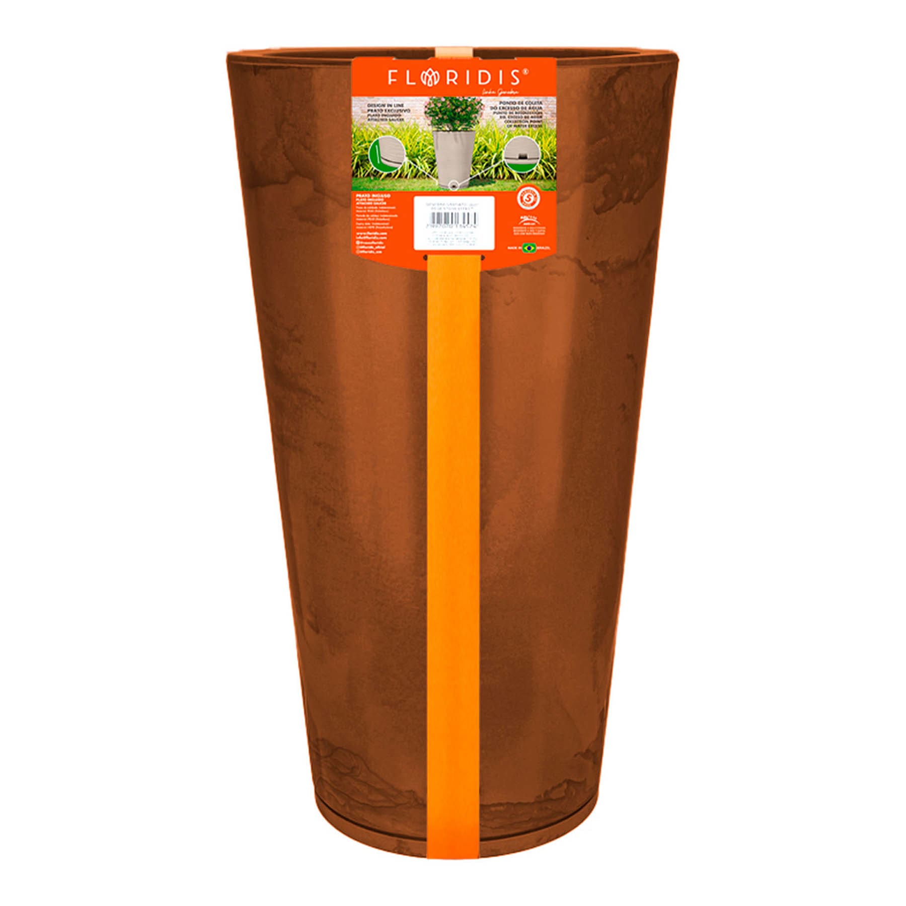 Genebra Coffee Brown Marble Effect Outdoor Planter, Large