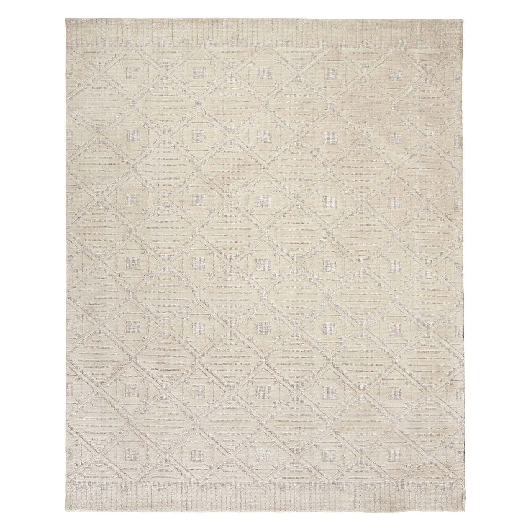 (B689) Crosby St. Sanremo Ivory Diamond Design Area Rug, 8x10