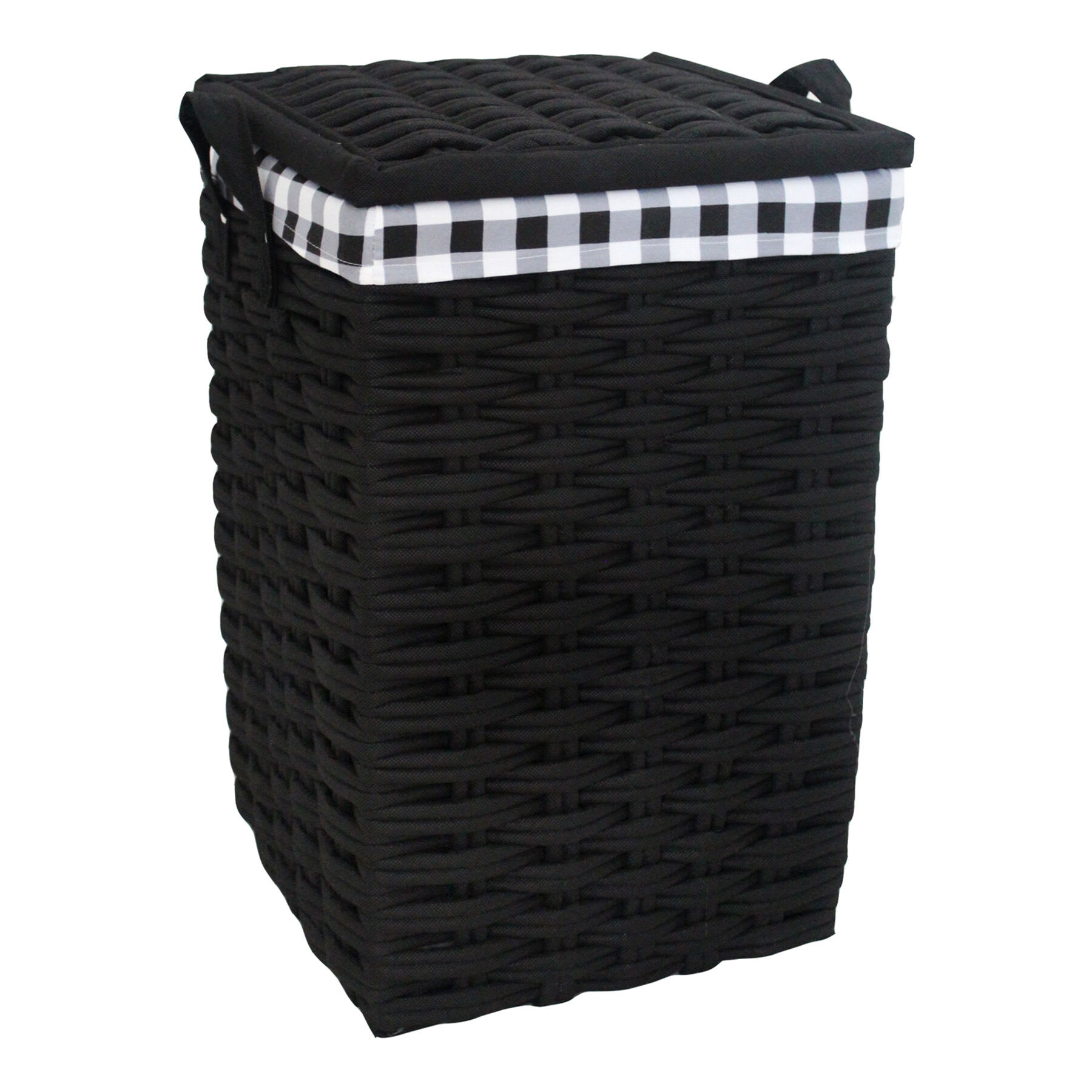 Floor Standing Laundry Hamper with Printed Buffalo Check Liner, Large