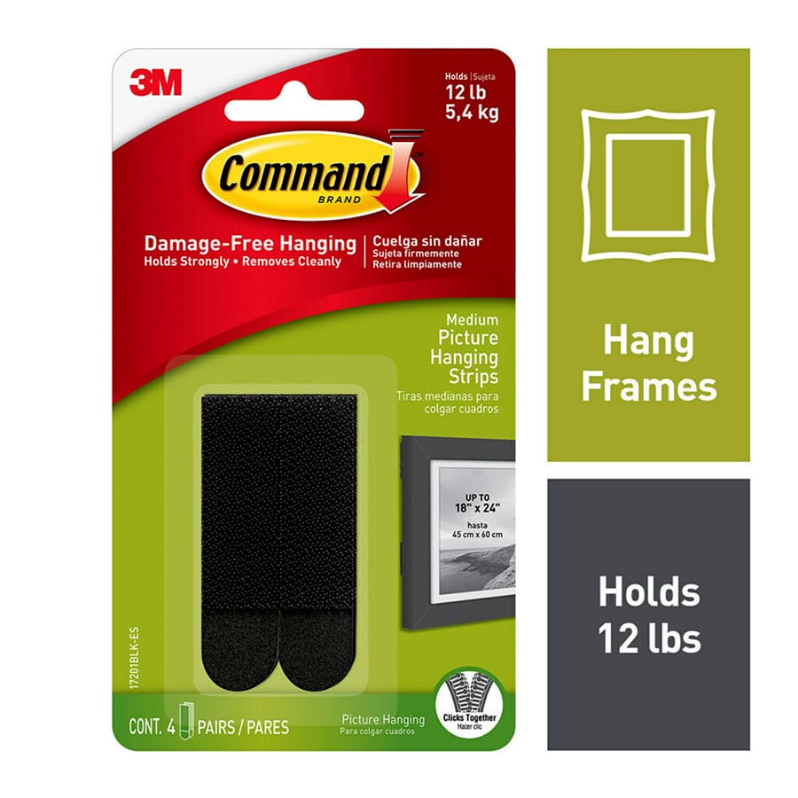 Command? Medium Black Picture Hanging Strips, 4-Sets of Strips/Pack