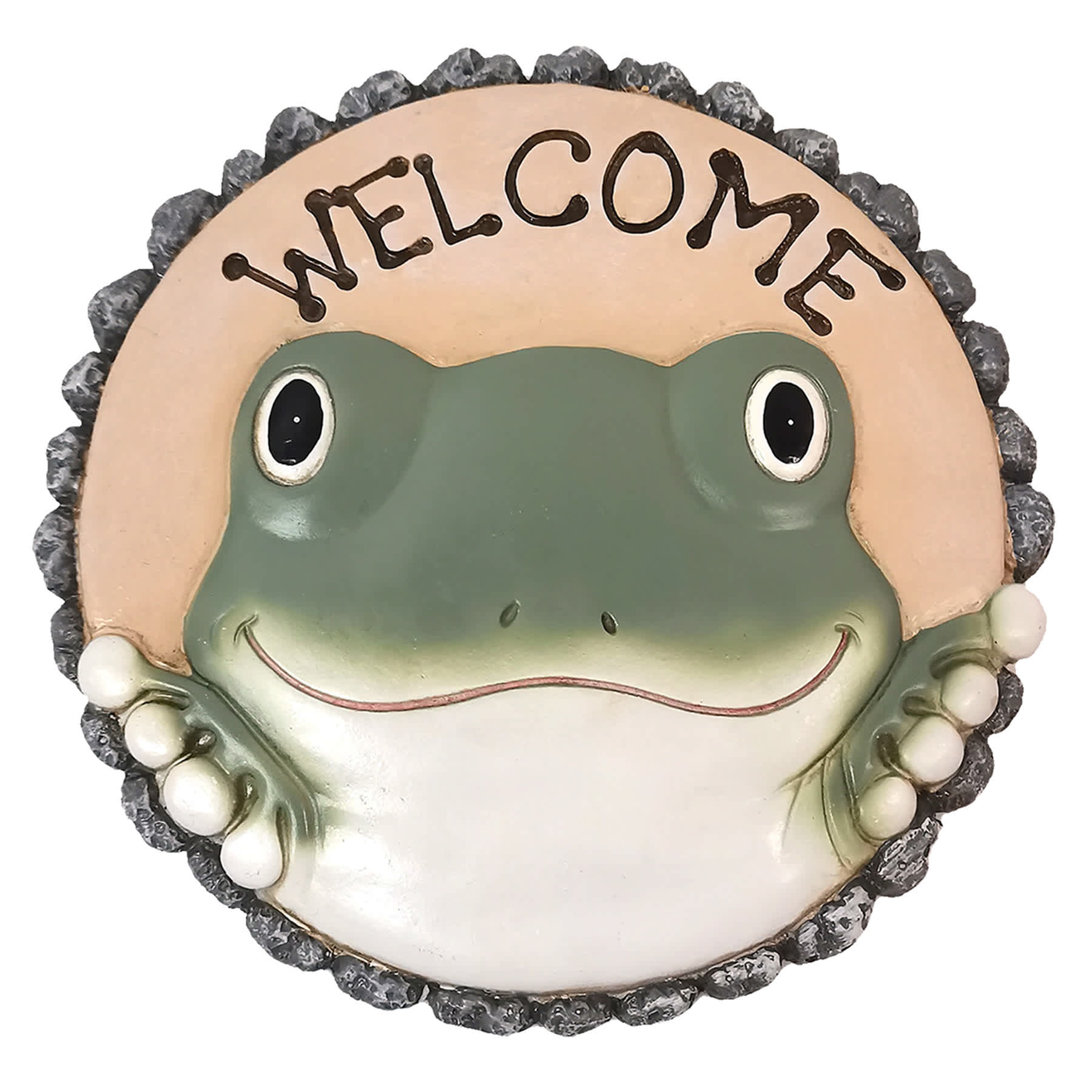 Honeybloom Welcome Frog Outdoor Stepping Stone, 8"