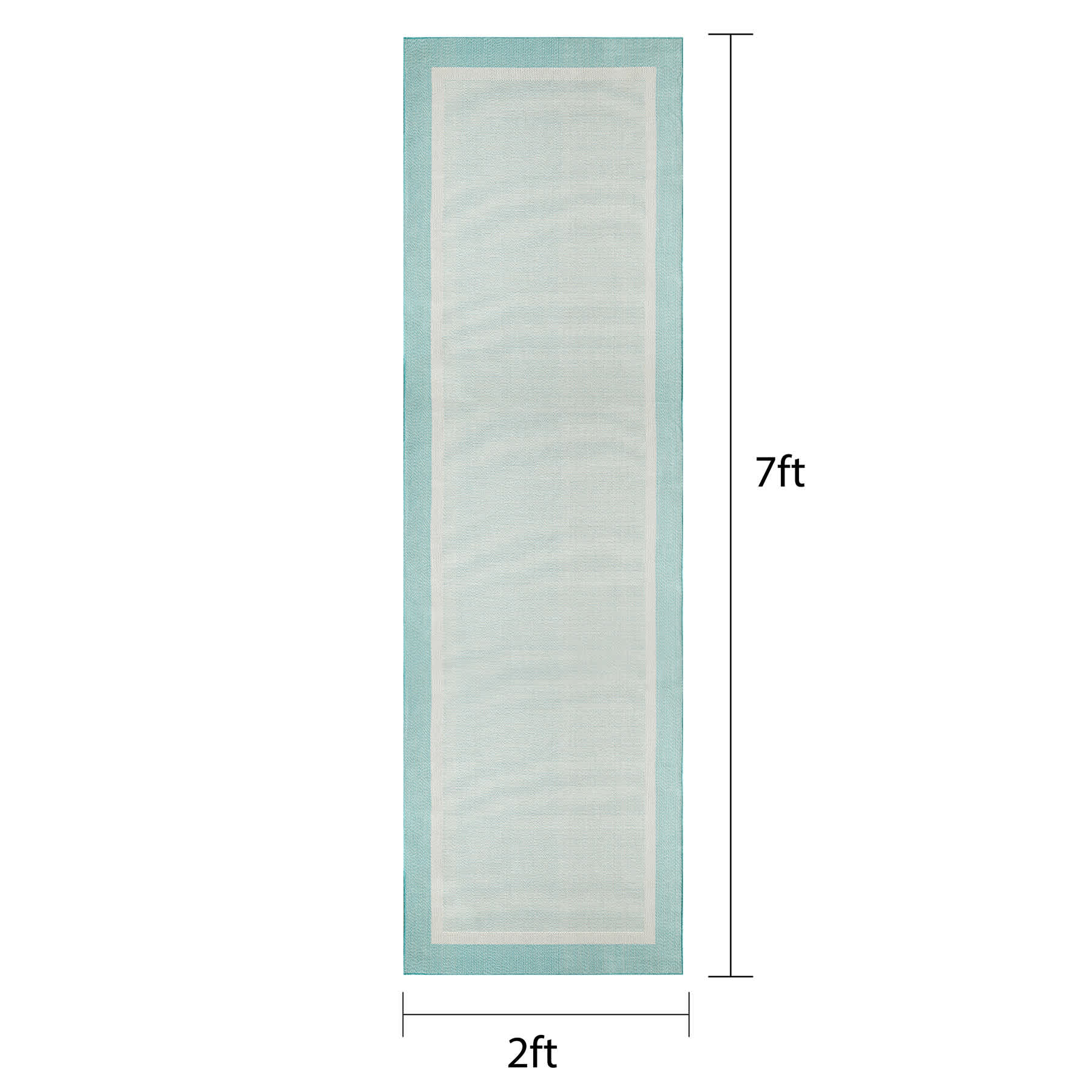(E516) Fifer Aqua Border Outdoor Runner, 2x7