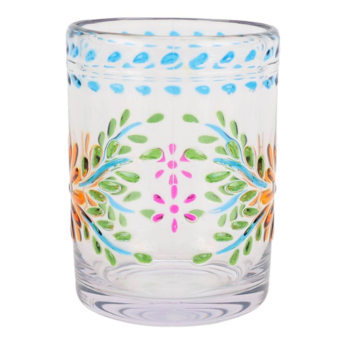 Acrylic Multicolor Embossed Clear Double Old Fashioned Glass