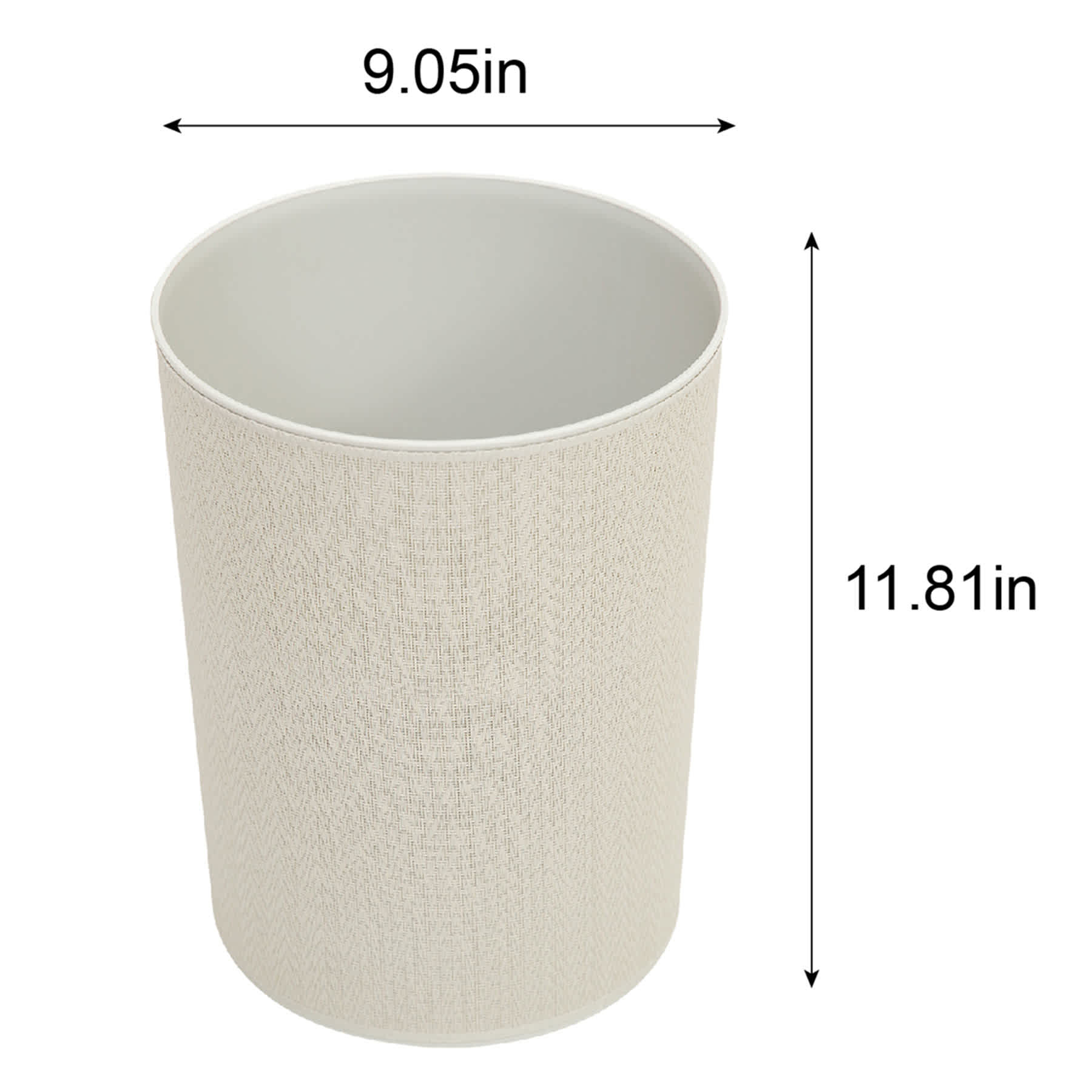 Winslow Chevron Light Grey Round Trash Bin, 10l