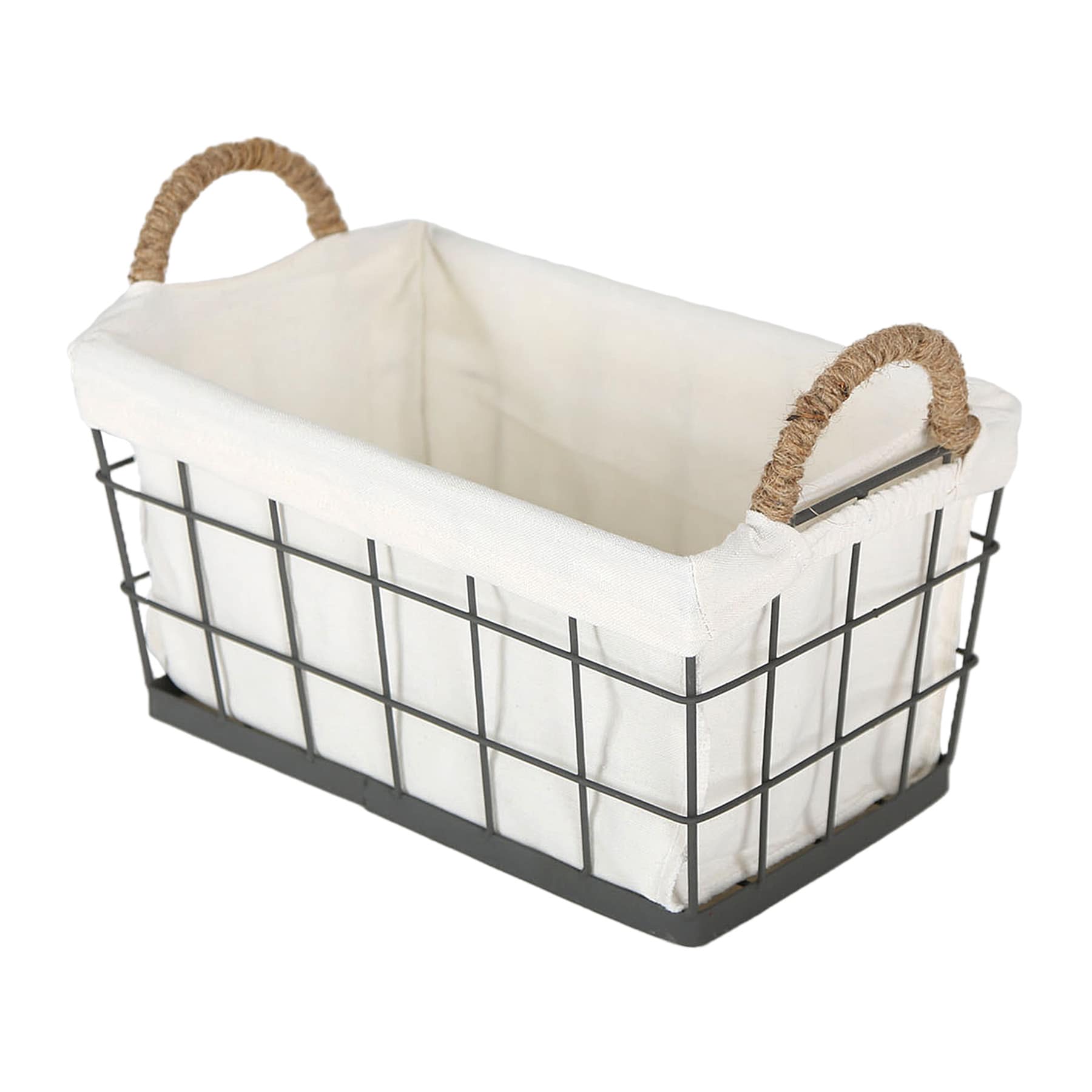 Lined Rectangle Wire Storage Basket, Medium