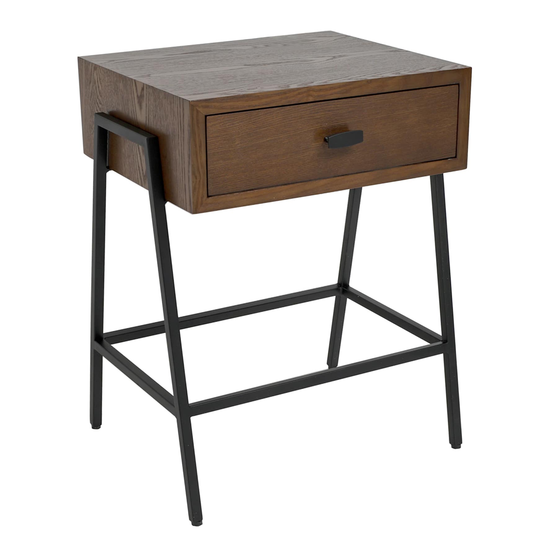 Harmon Wood & Metal Accent Table, Walnut Finish
