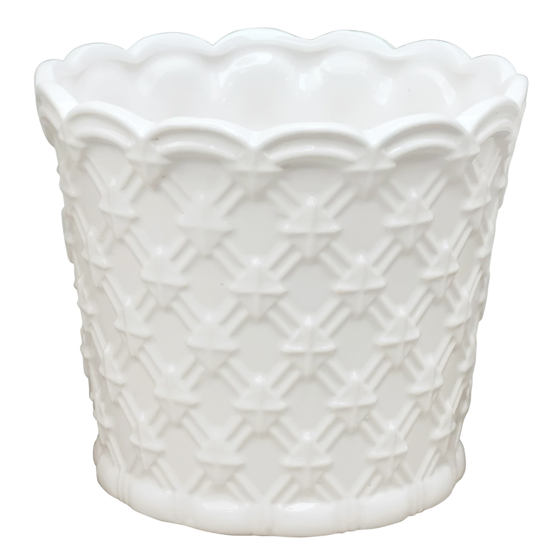 Providence Indoor White Ceramic Weave Planter, 6.5"