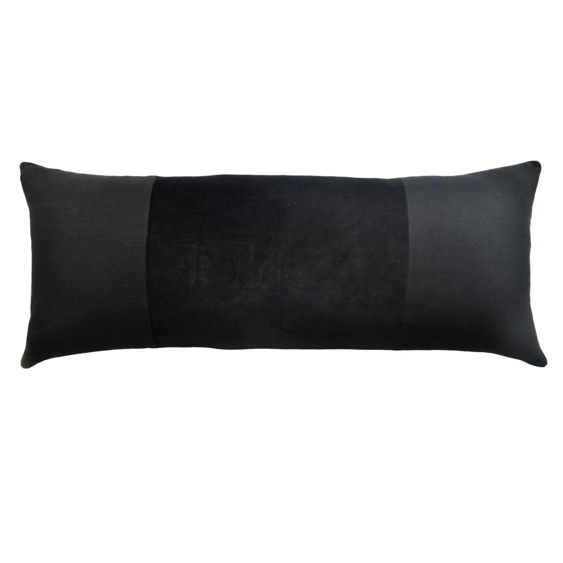 Crosby St. Black Cotton Slub & Velvet Throw Pillow, 14x36