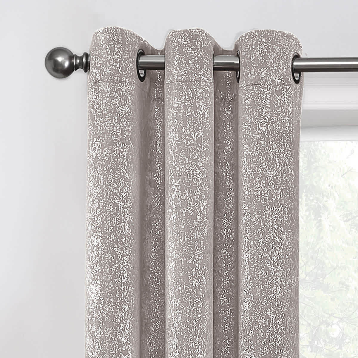 2-Pack Metallic Grey Blackout Grommet Curtain Panels, 84"