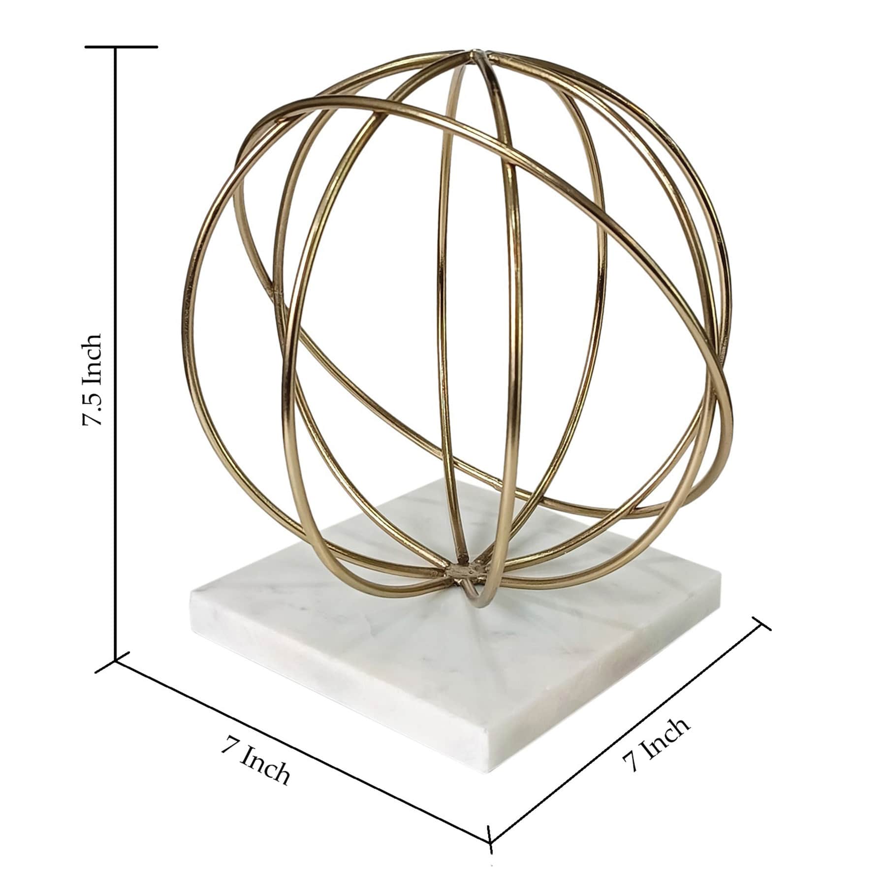 Gold Wire Orb Pedestal with Marble Base
