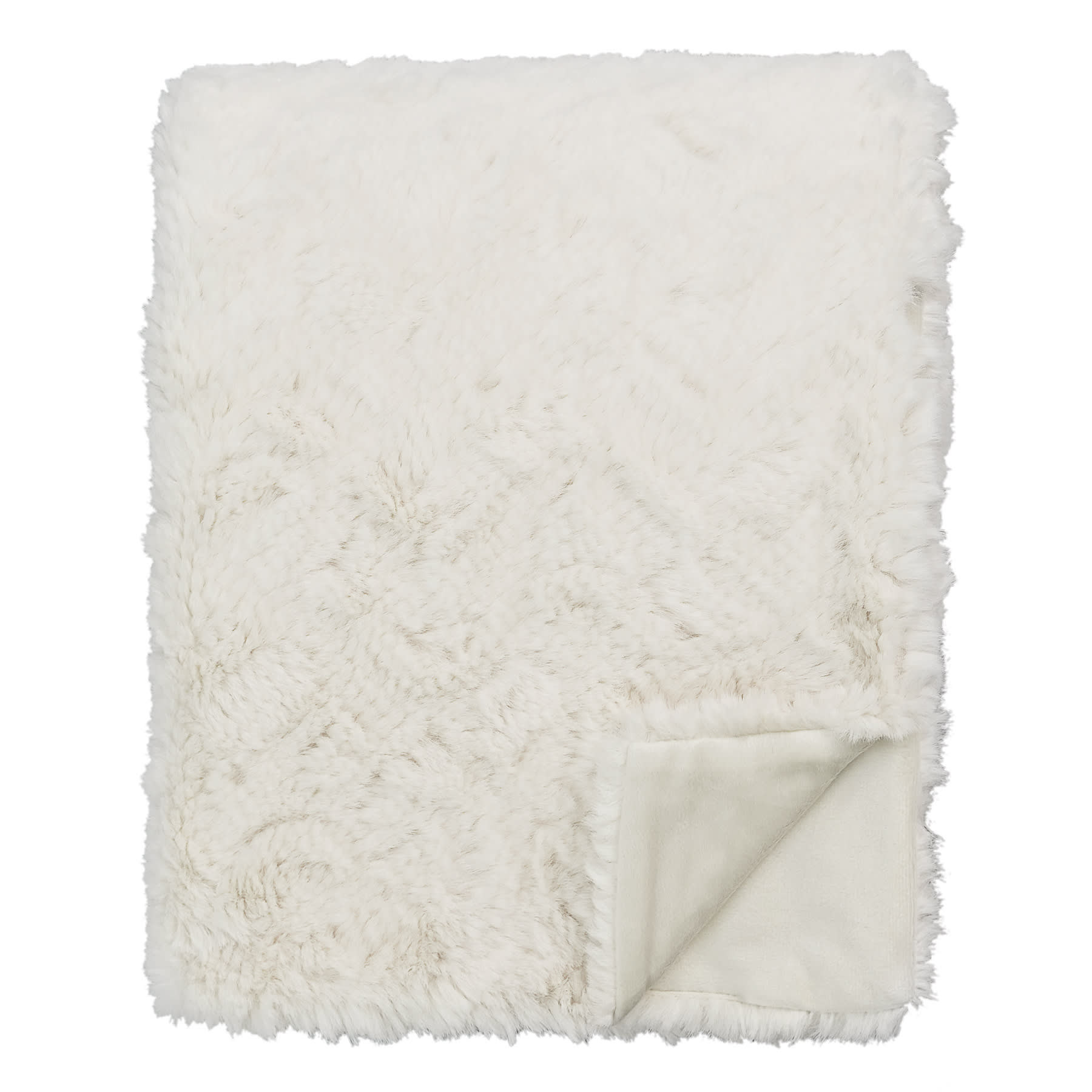 Neutral Faux Fur Plush Throw Blanket with Velboa Reverse, 50x60