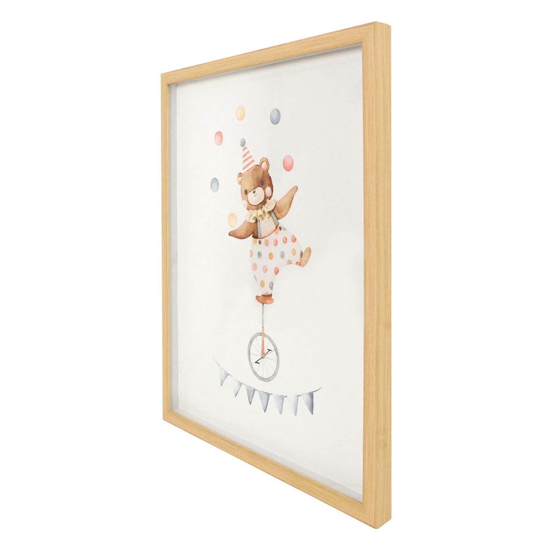 Glass Framed Circus Bear Wall Art, 17x21