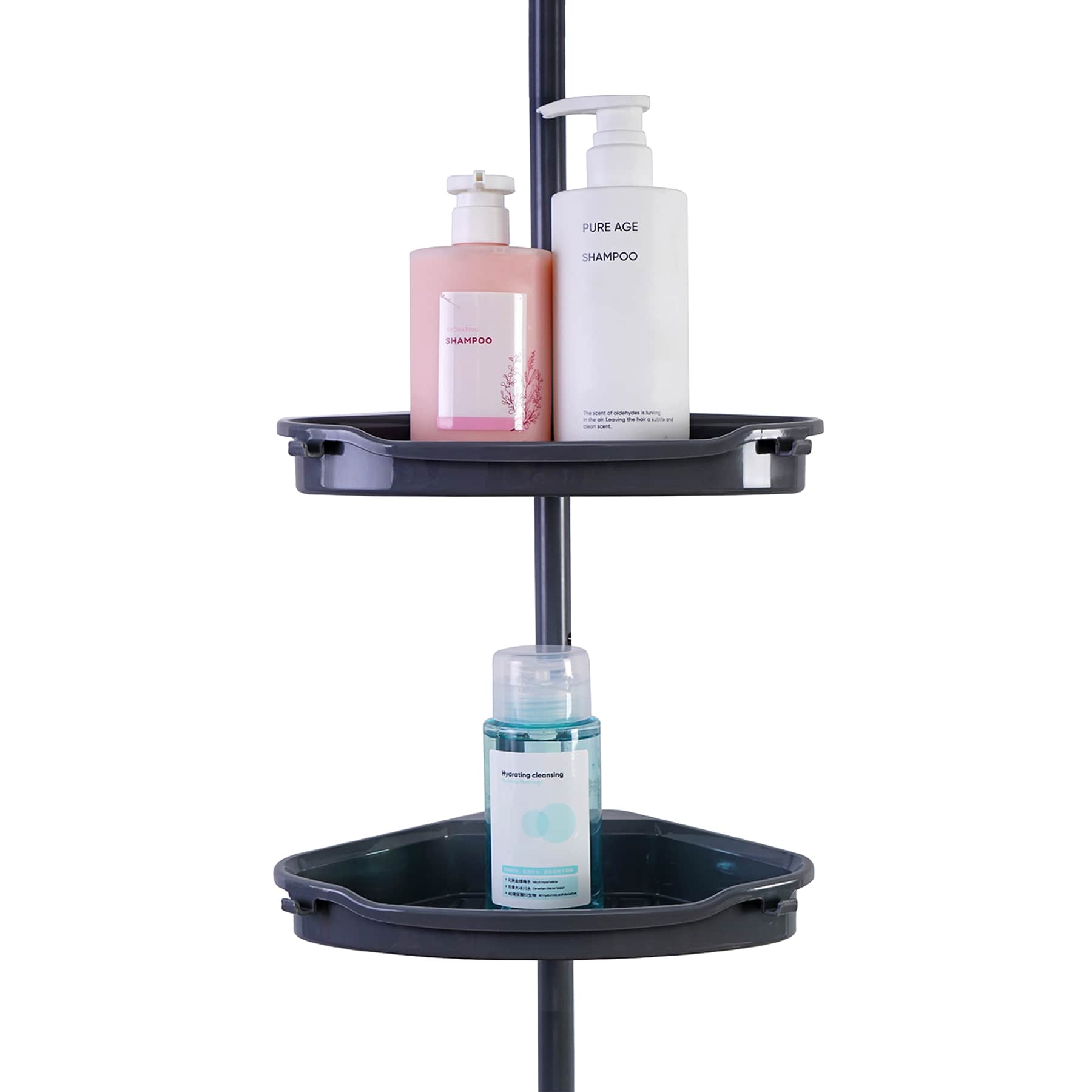 4-Tier Tension Shower Caddy, Grey