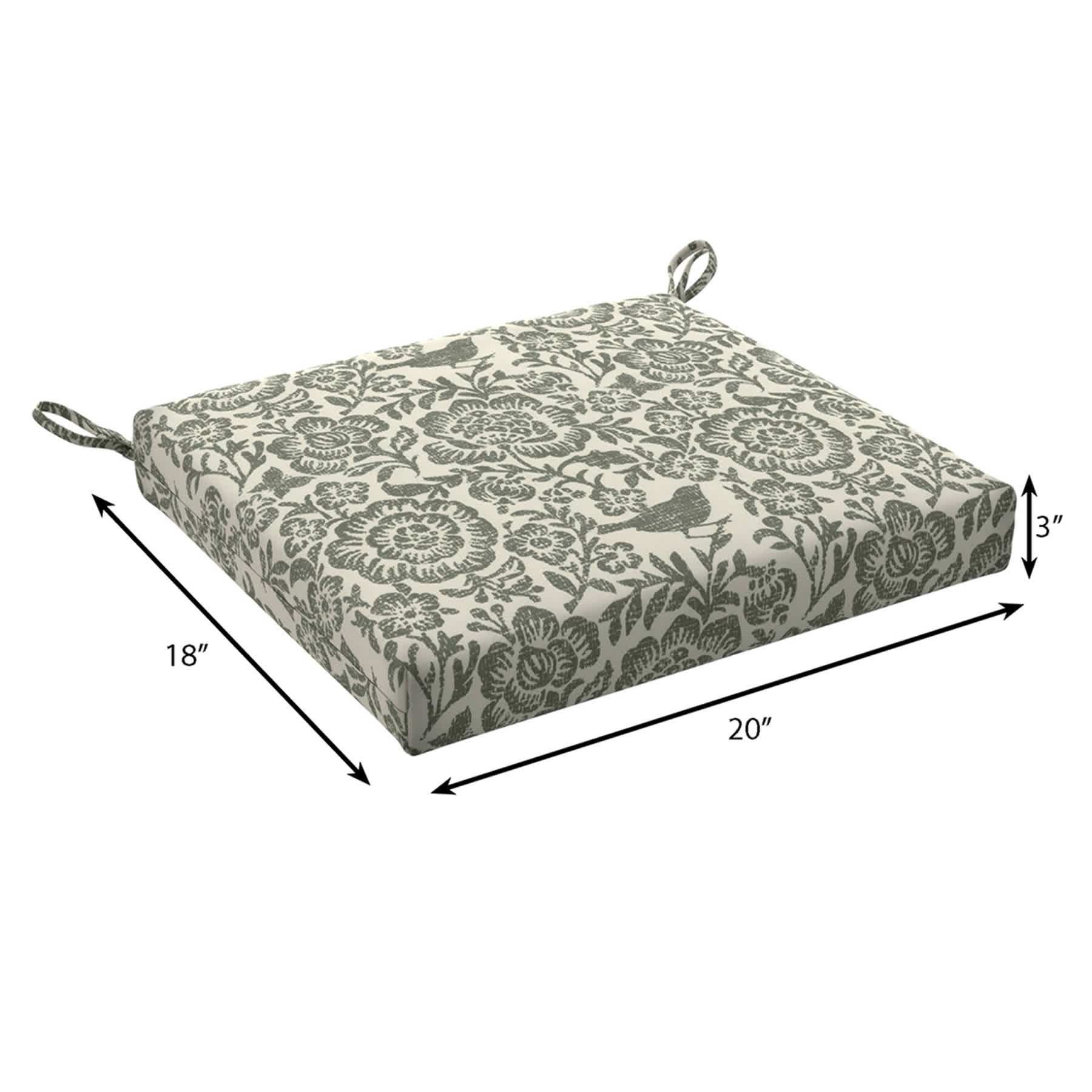 Honeybloom Endive Floral Outdoor Square Seat Cushion
