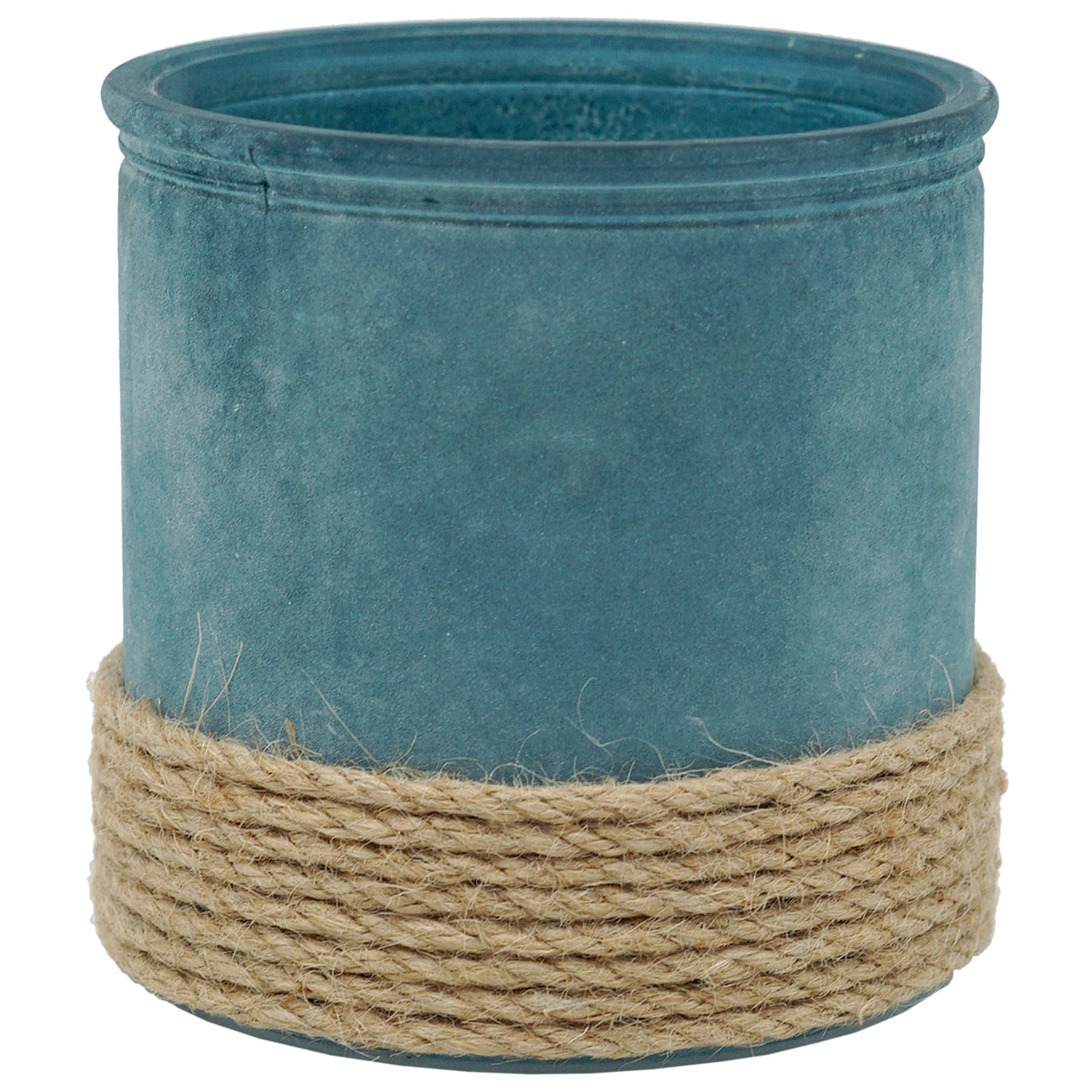 Blue Cylinder Glass Votive Candle Holder, 4"
