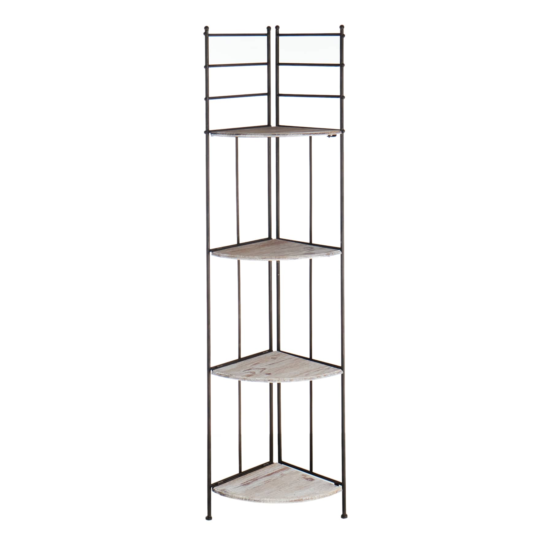 Providence Metal Corner Rack with Folding Wooden Top Shelves, 63"