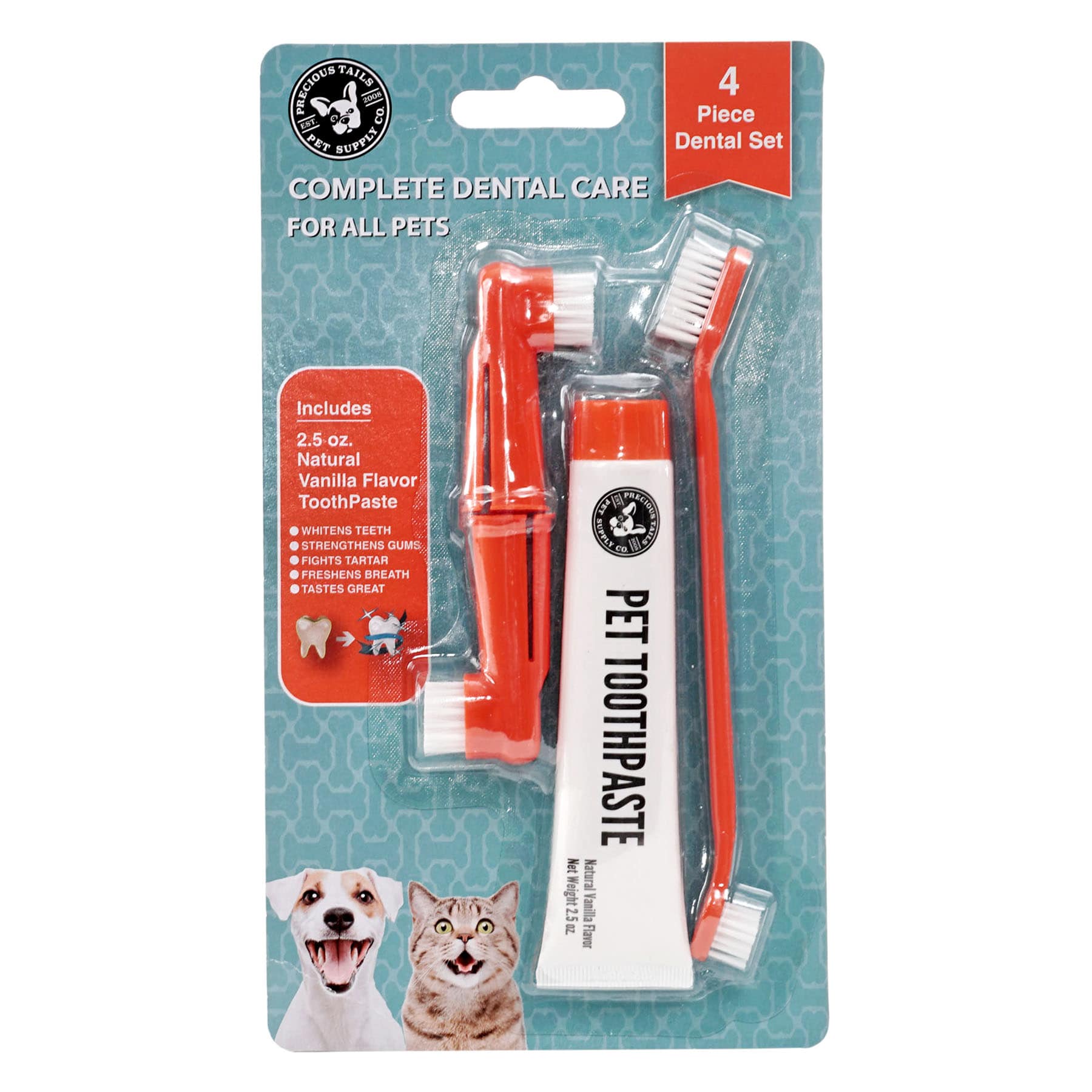 4-Piece Vanilla Flavored Dental Kit for Dogs & Cats
