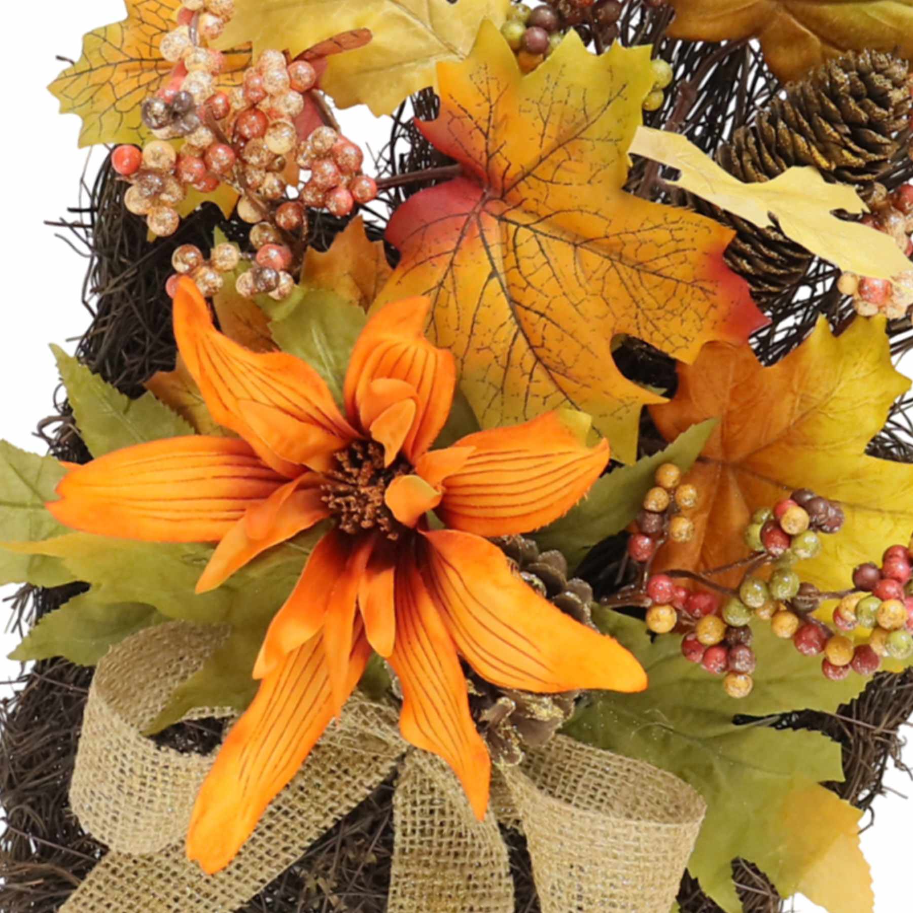 Berries & Mixed Blooms Hanging Wall Basket, 20"