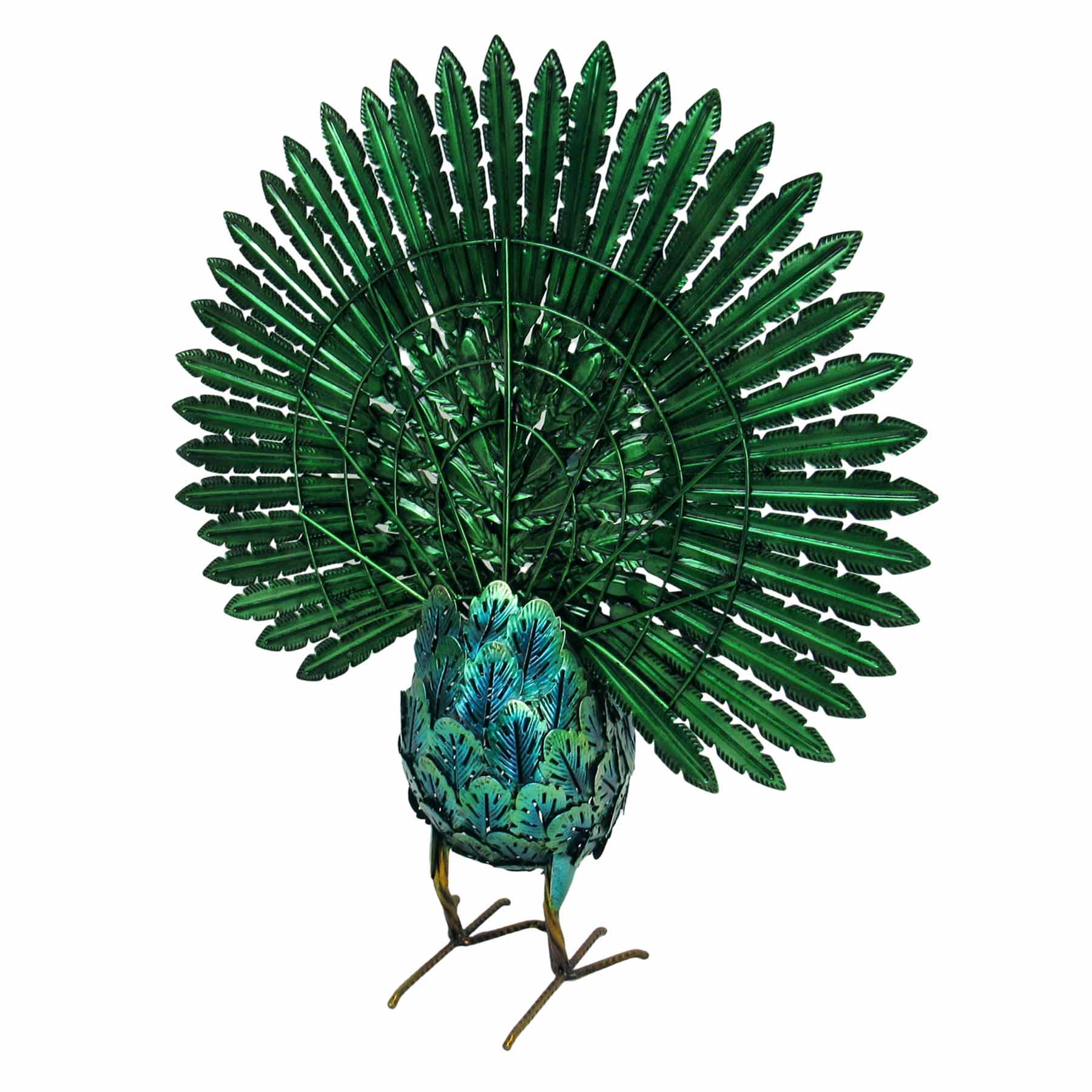 Spreading Tail Peacock Outdoor Garden Statue, 23"