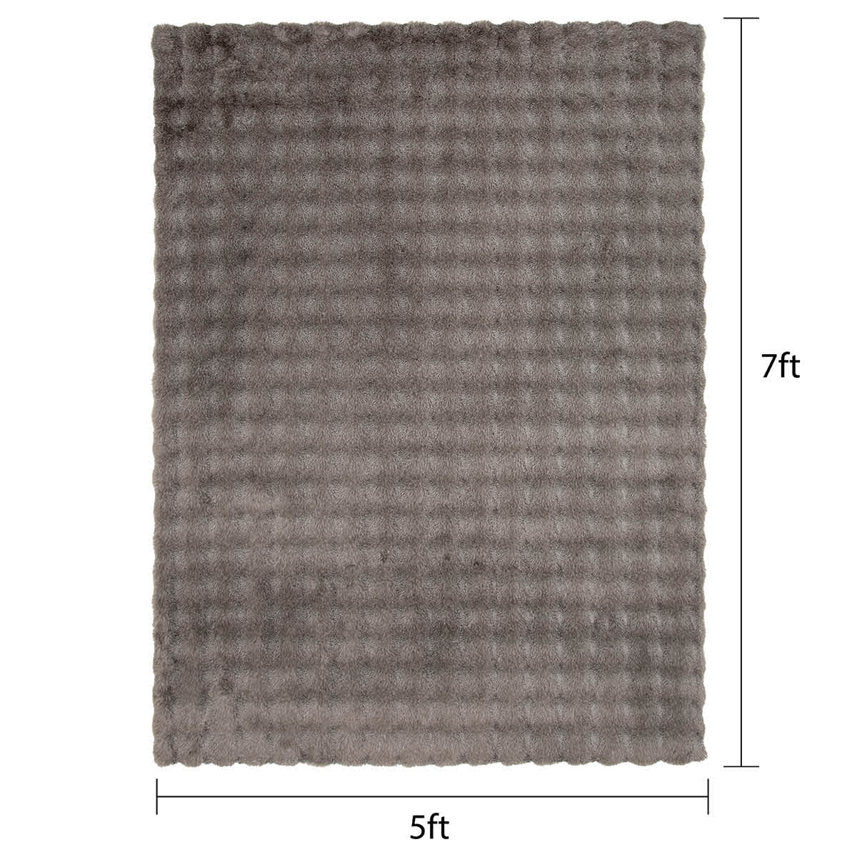 (B890) Crosby St. Grey Two-Tone Bebel Faux Fur Shag Area Rug, 5x7