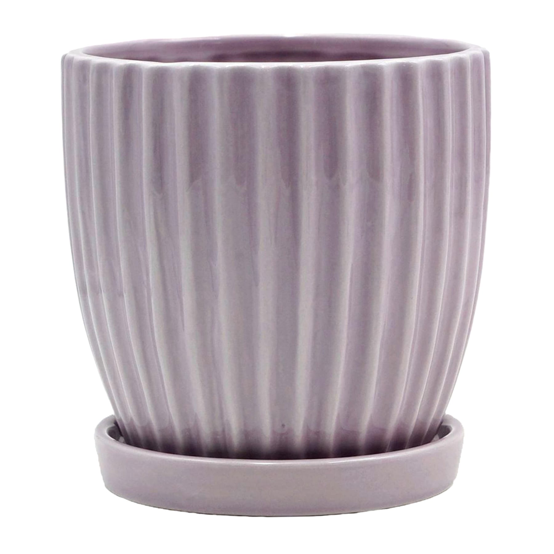 Providence Indoor Bridget Lilac Ceramic Planter with Saucer, 6"