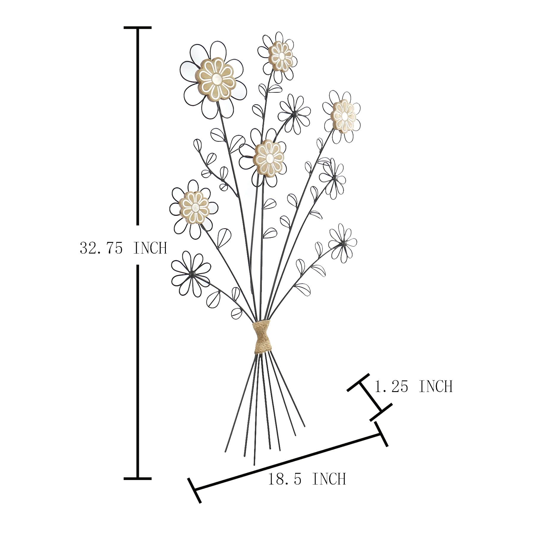 Metal Flower Wall Art, 19x33