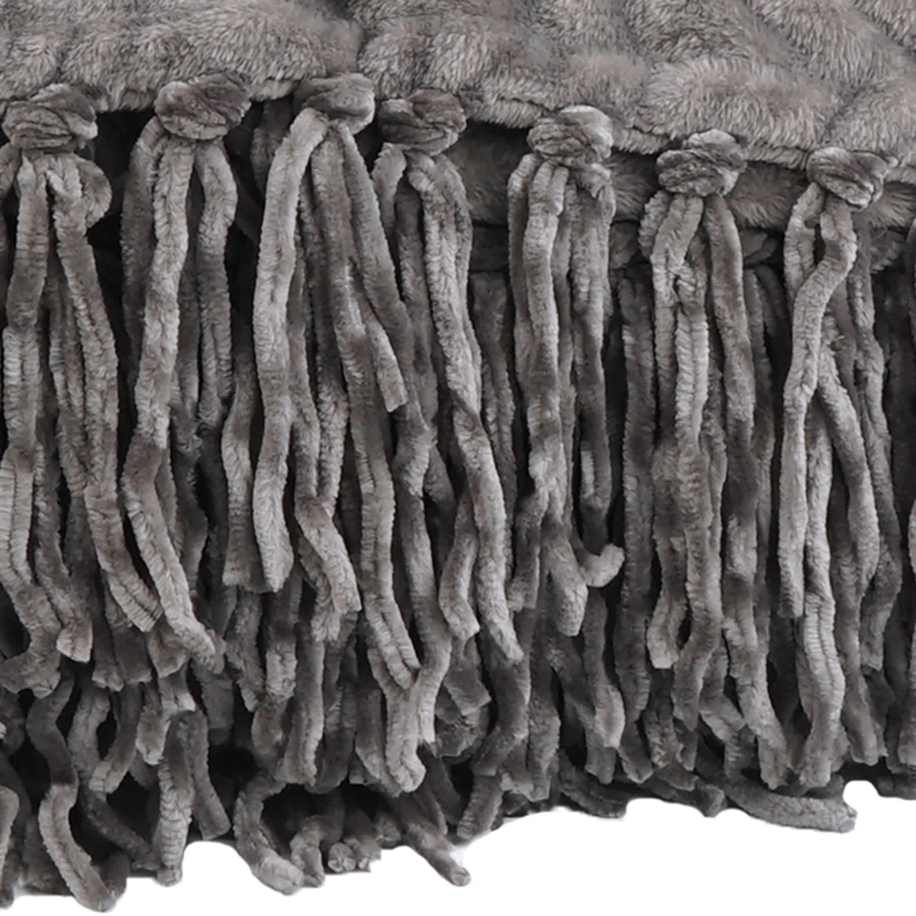 Grey Fringe Throw Blanket, 50x60
