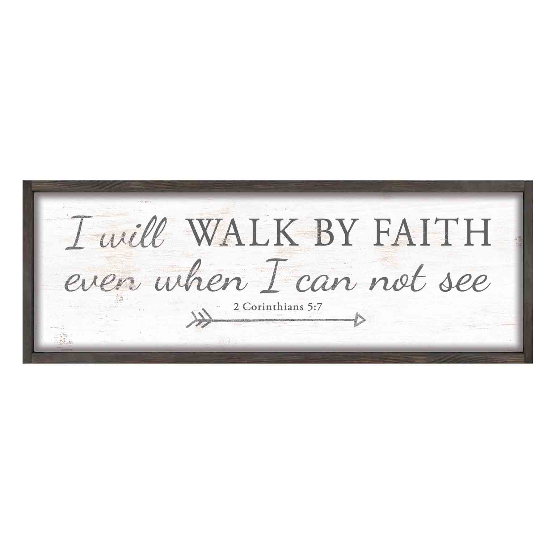 Walk By Faith Framed Textured Wood Wall Sign, 10x20