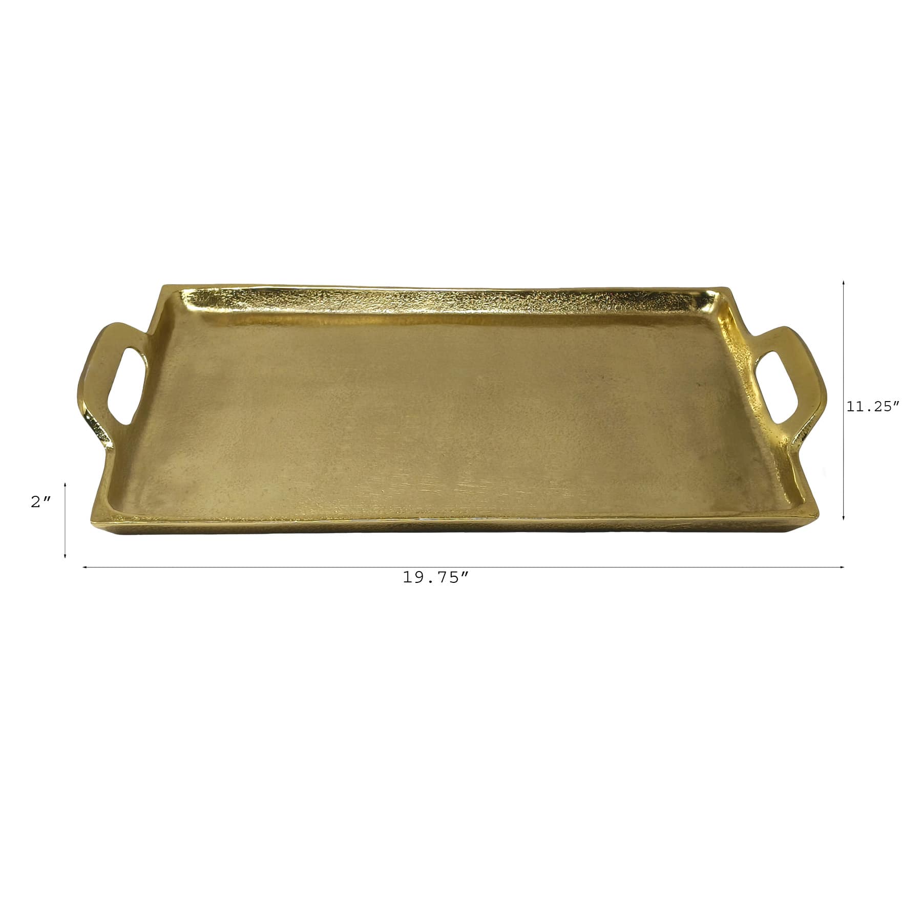 Gold Rectangle Cast Aluminum Tray, 20x11.5