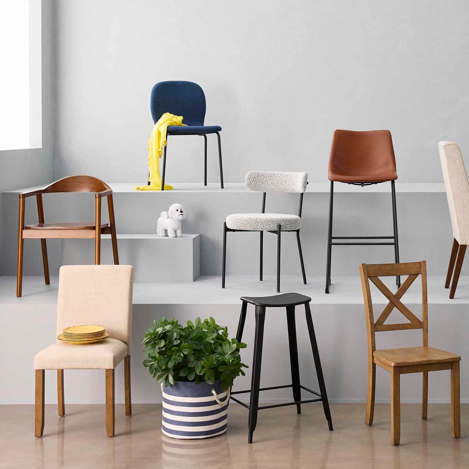 Preston Stackable Dining Chair, Navy Blue