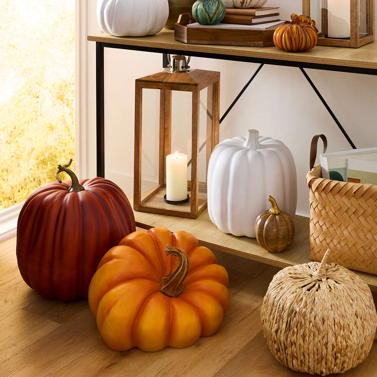 Honeybloom Natural Wood Lantern, 22"