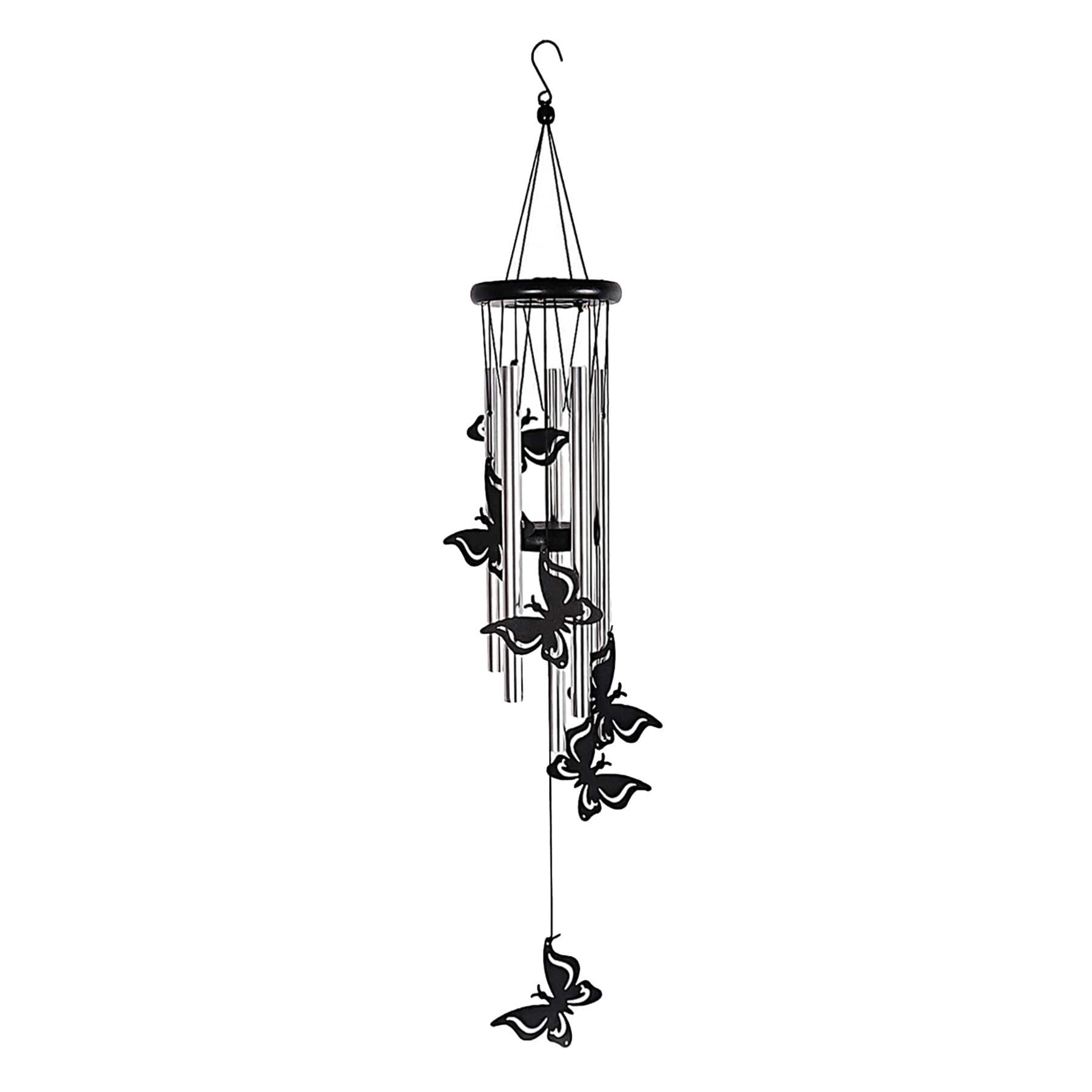 Black Butterfly Wind Chime, 21"