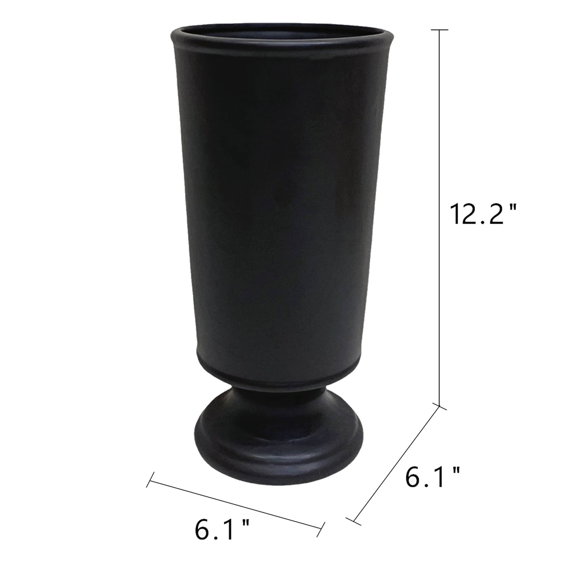 Black Ceramic Vase, 12.2"