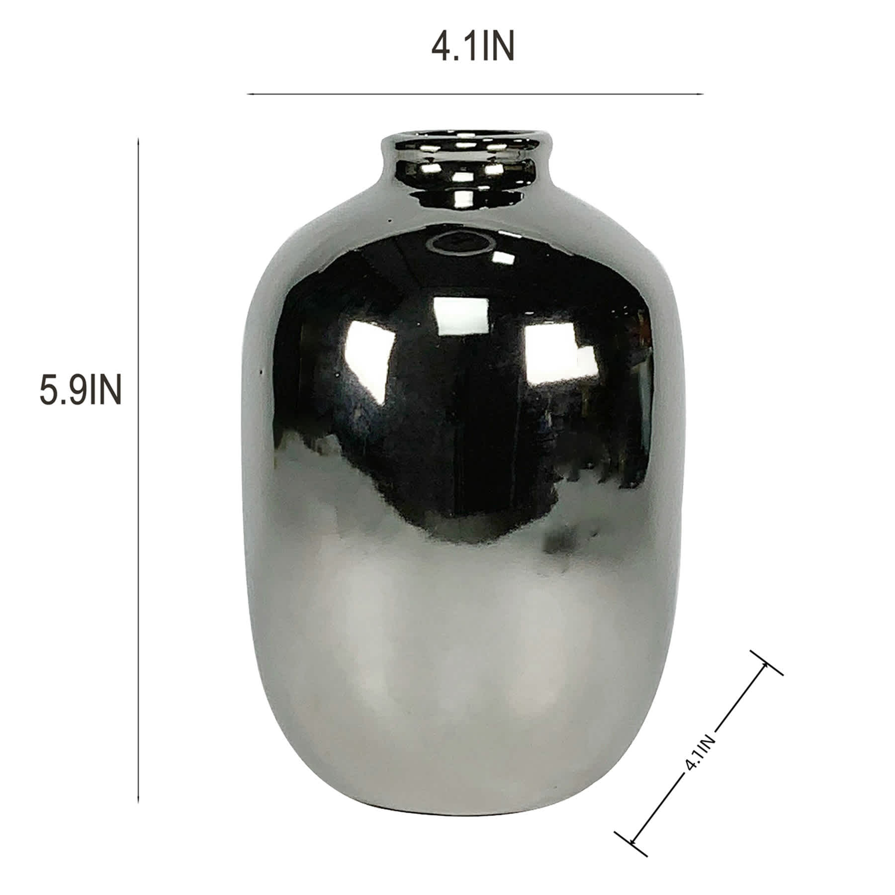Silver Electro Ceramic Vase, 6"