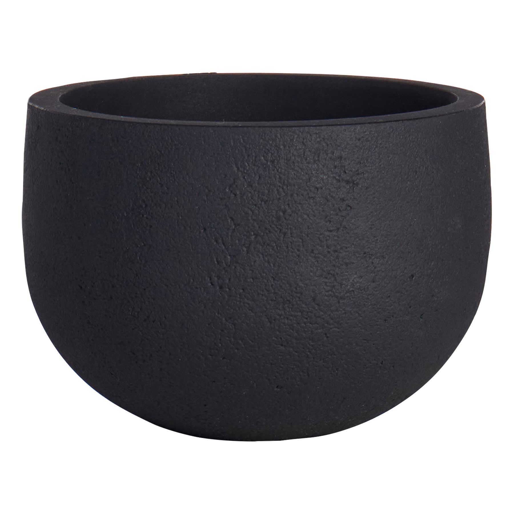 Japi All-Weather Black Round Rustic Outdoor Planter, Small