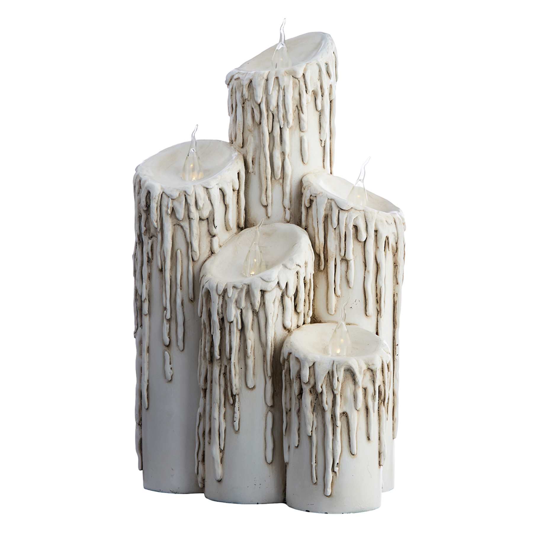 Midnight Shadows Cream Candle Cluster with Lights, 15"