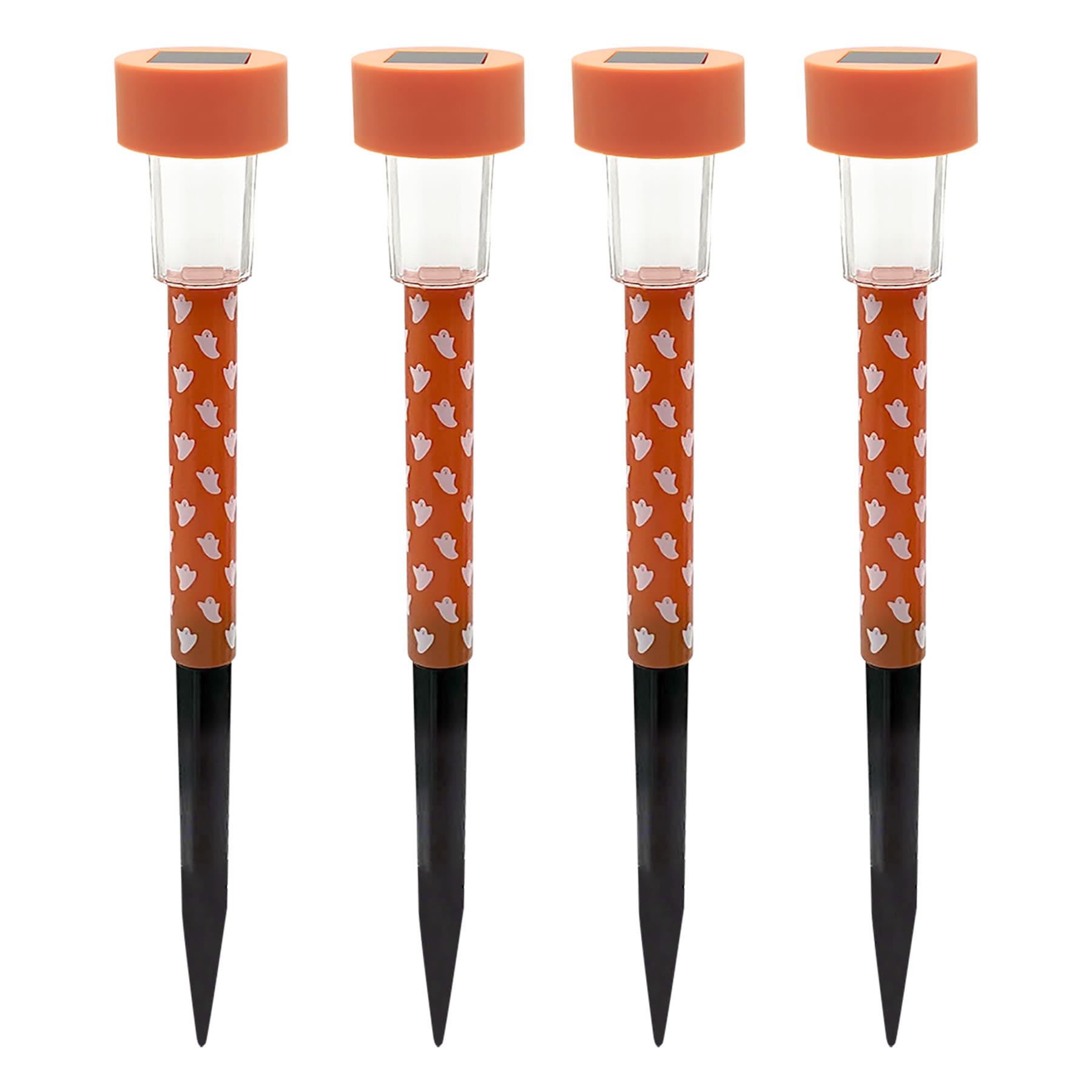 Orange with White Ghosts Halloween Rocket Light Set