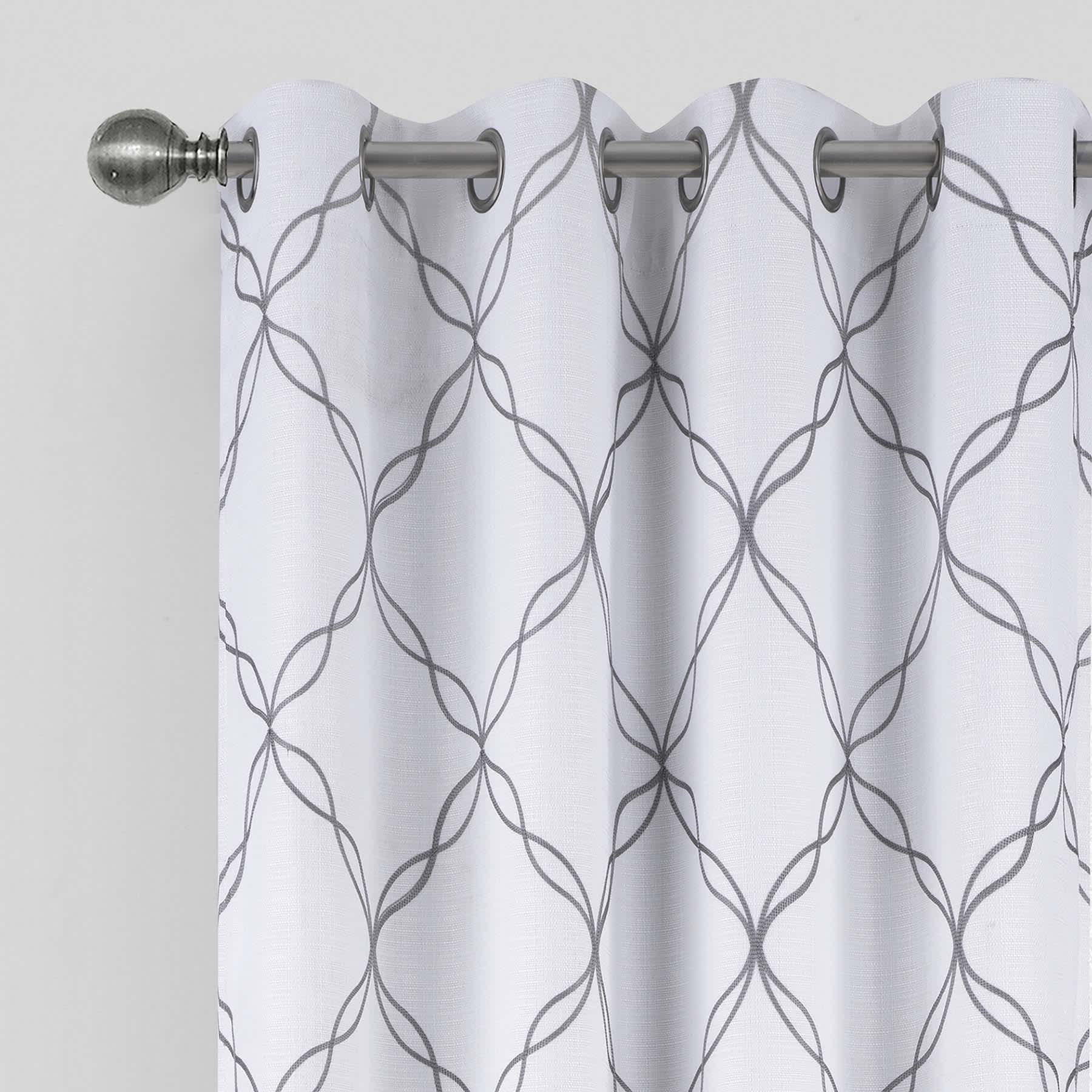 Ivory & Grey Blackout Grommet Curtain Panel, 84"