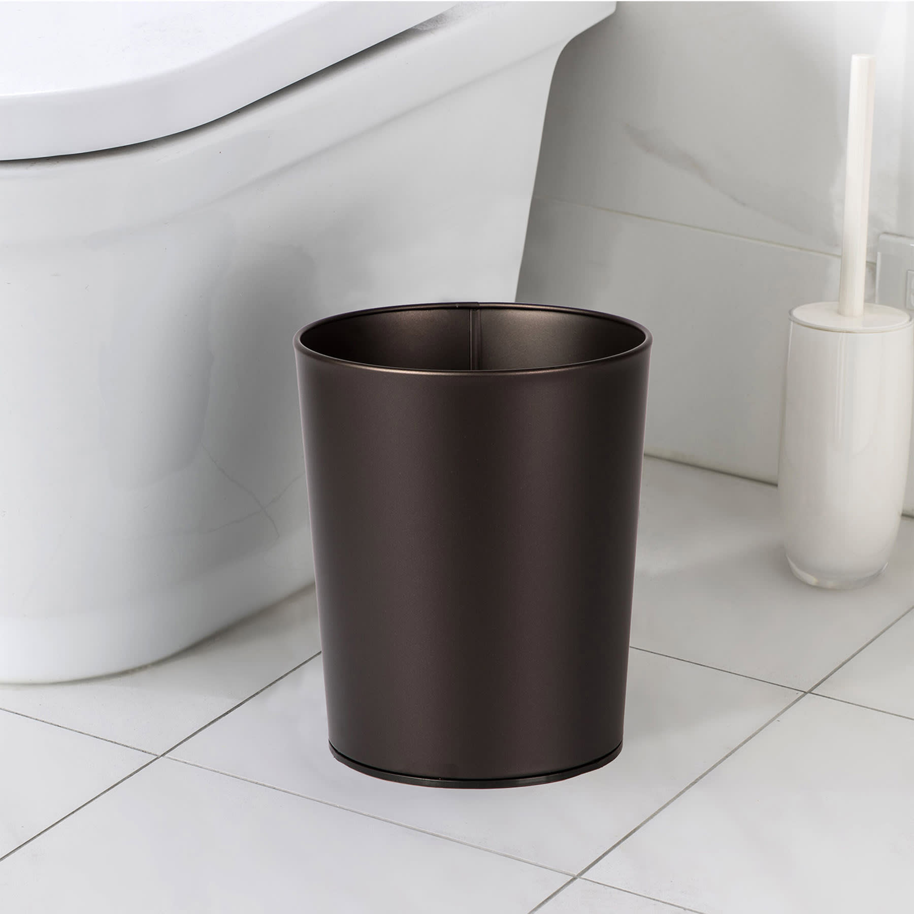 Brown Stainless Steel Round Wastebasket, 5.5l