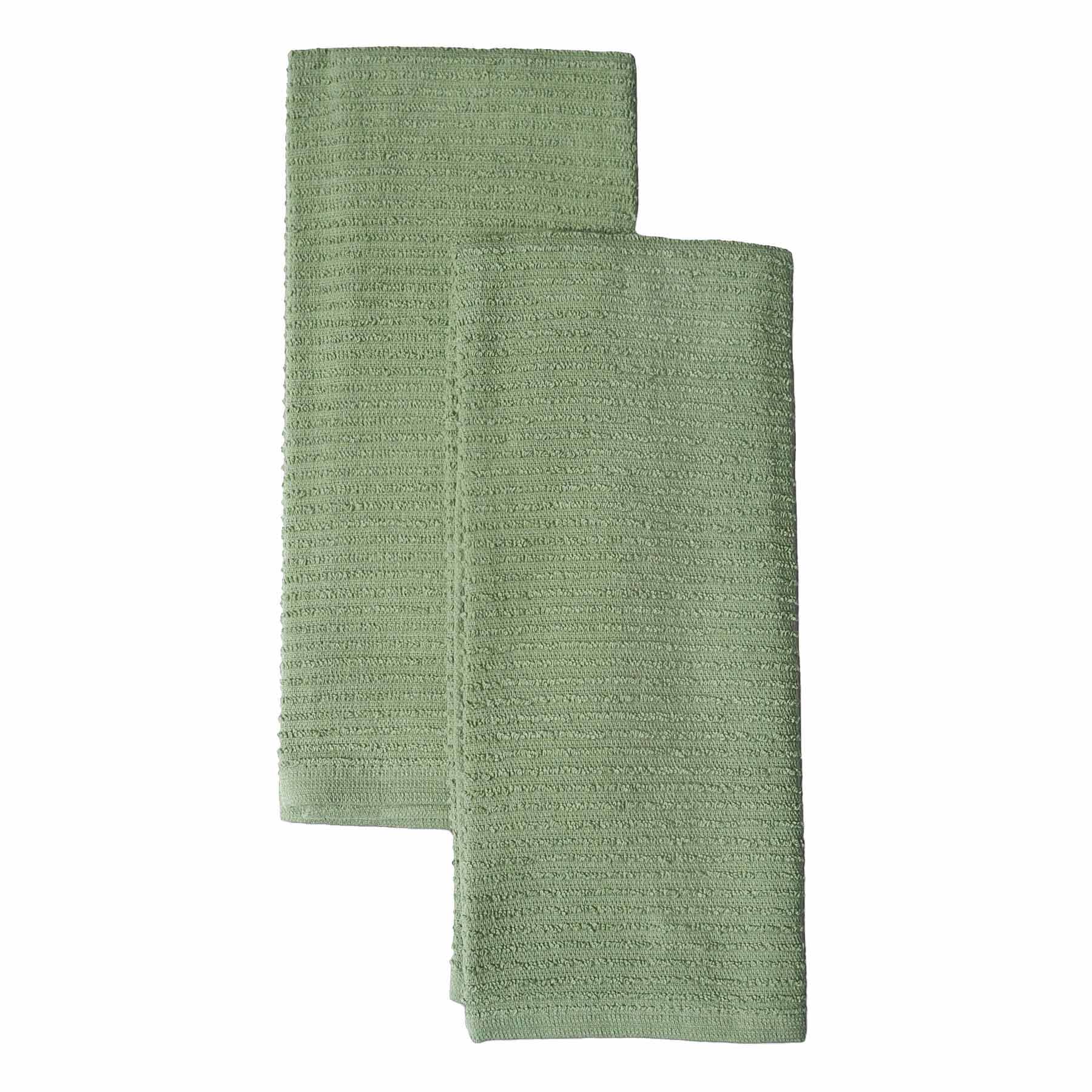 Set of 2 Green Wave Terry Cotton Kitchen Towels