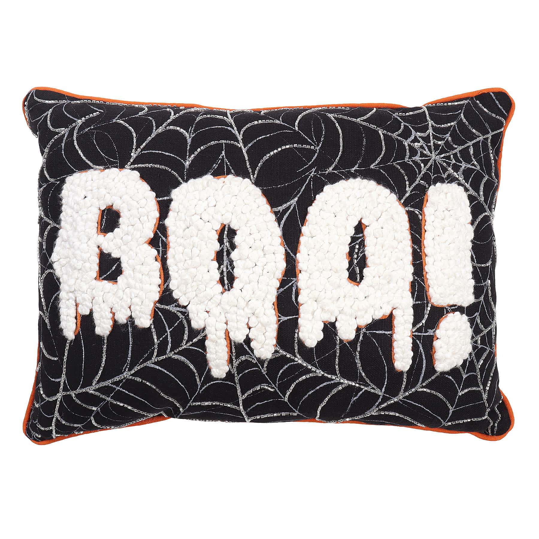 Boo! Loop Embroidered Throw Pillow, 14x20