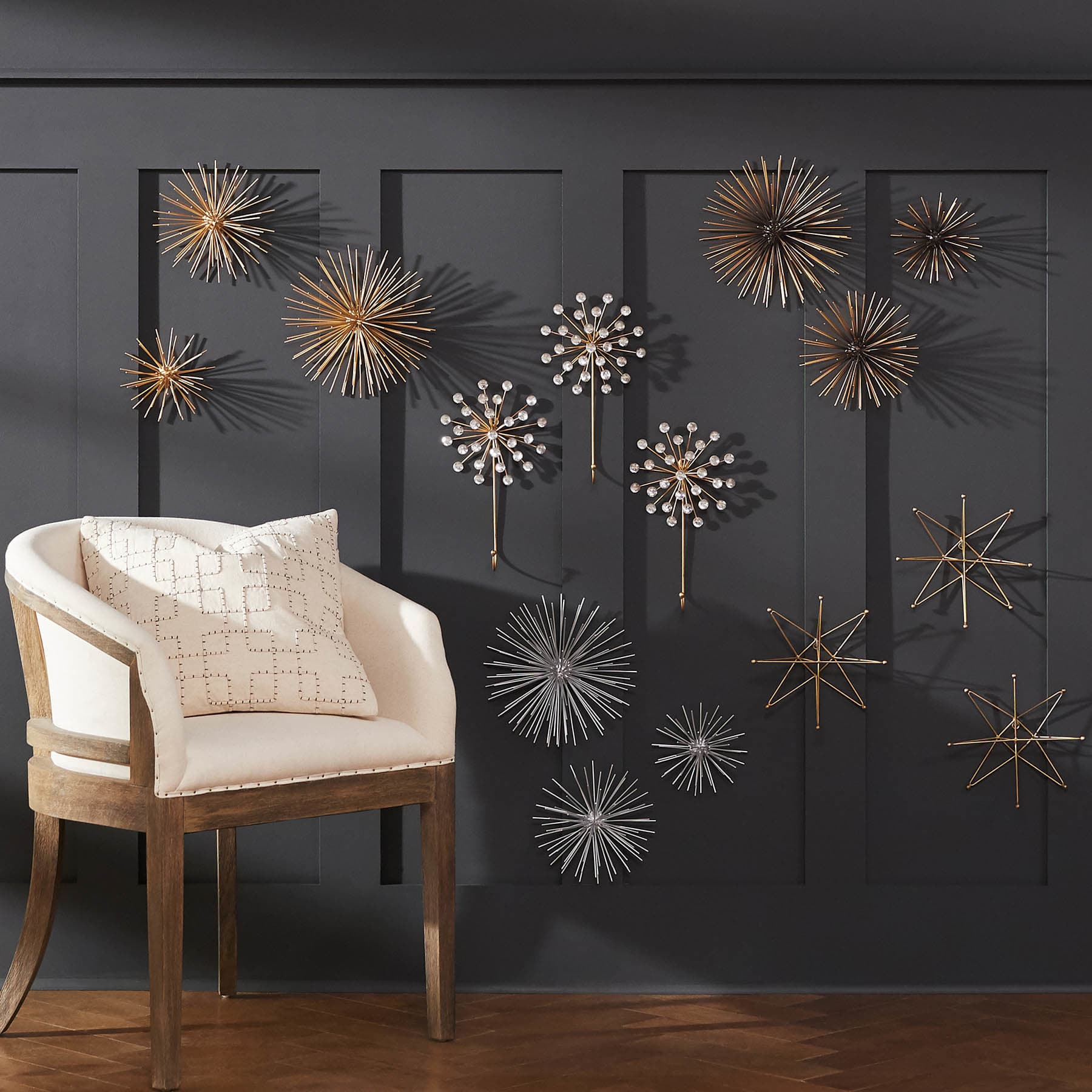 3-Piece Gold Urchin Wall Art Set, 6"